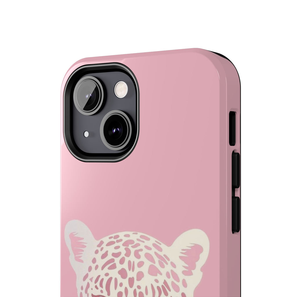 Tough Phone Case — Pink Leopard Face Protective Phone Cover