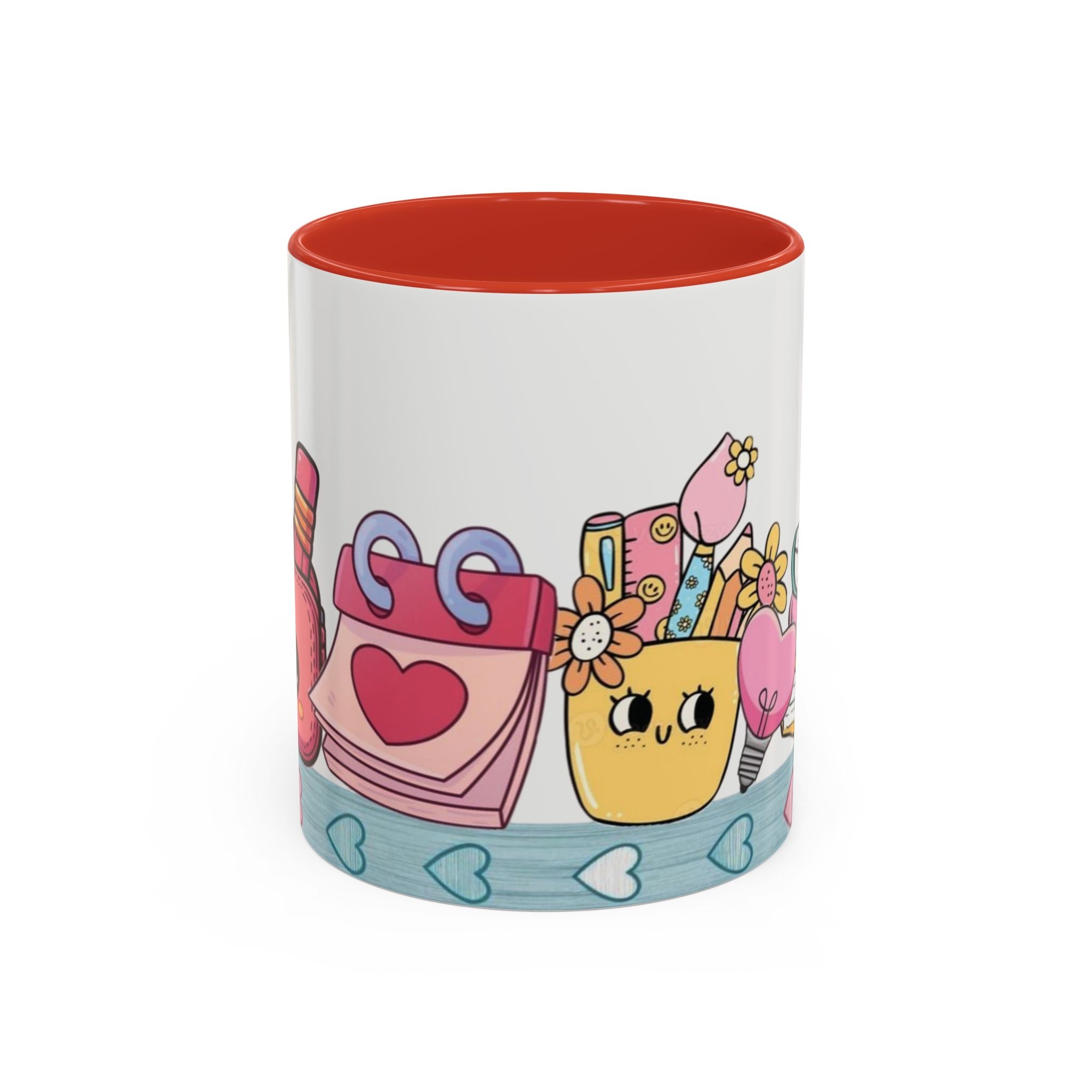 Cute Teacher Desk Accent Coffee Mug — Kawaii School Supplies Design