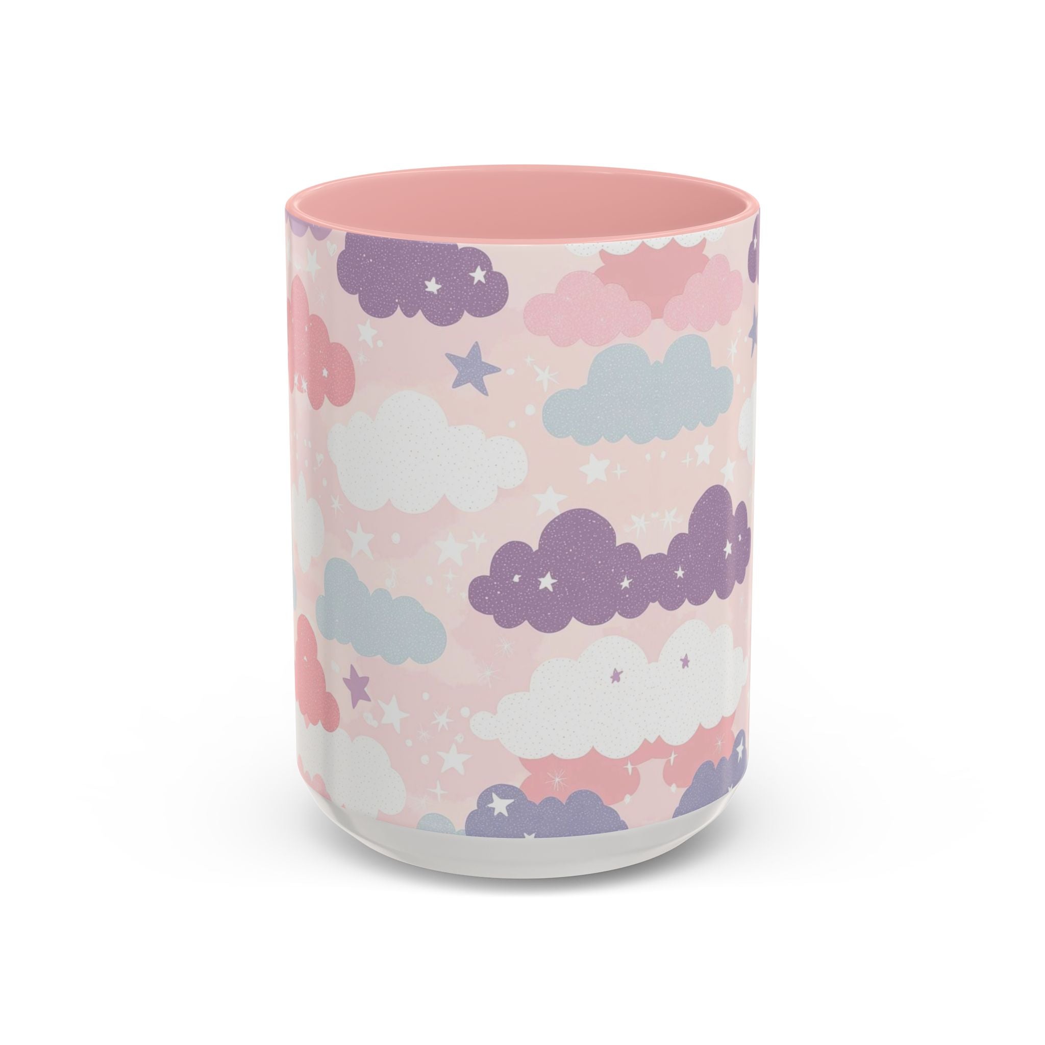 Pastel Cloud Pattern Coffee Mug | Cute Stars and Clouds Design