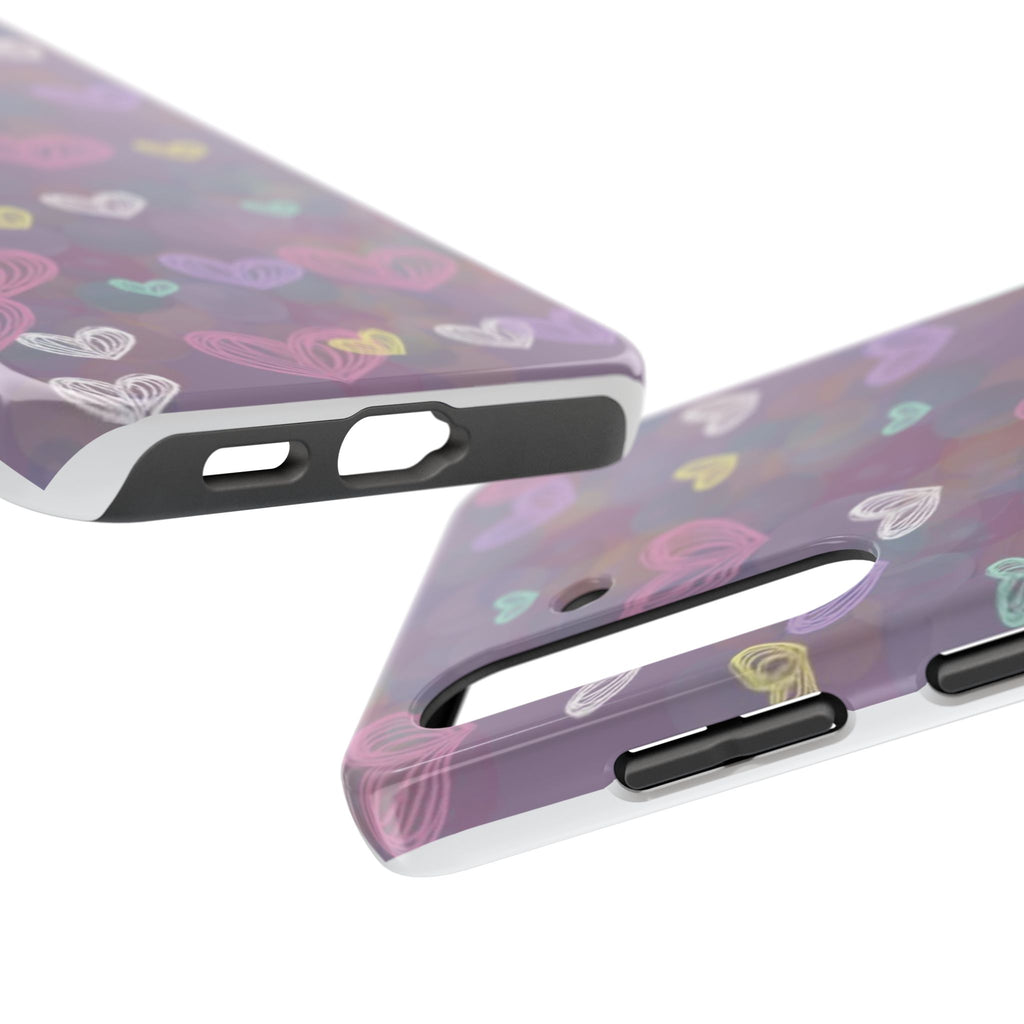 Tough Phone Case — Pastel Heart Pattern Protective Phone Cover