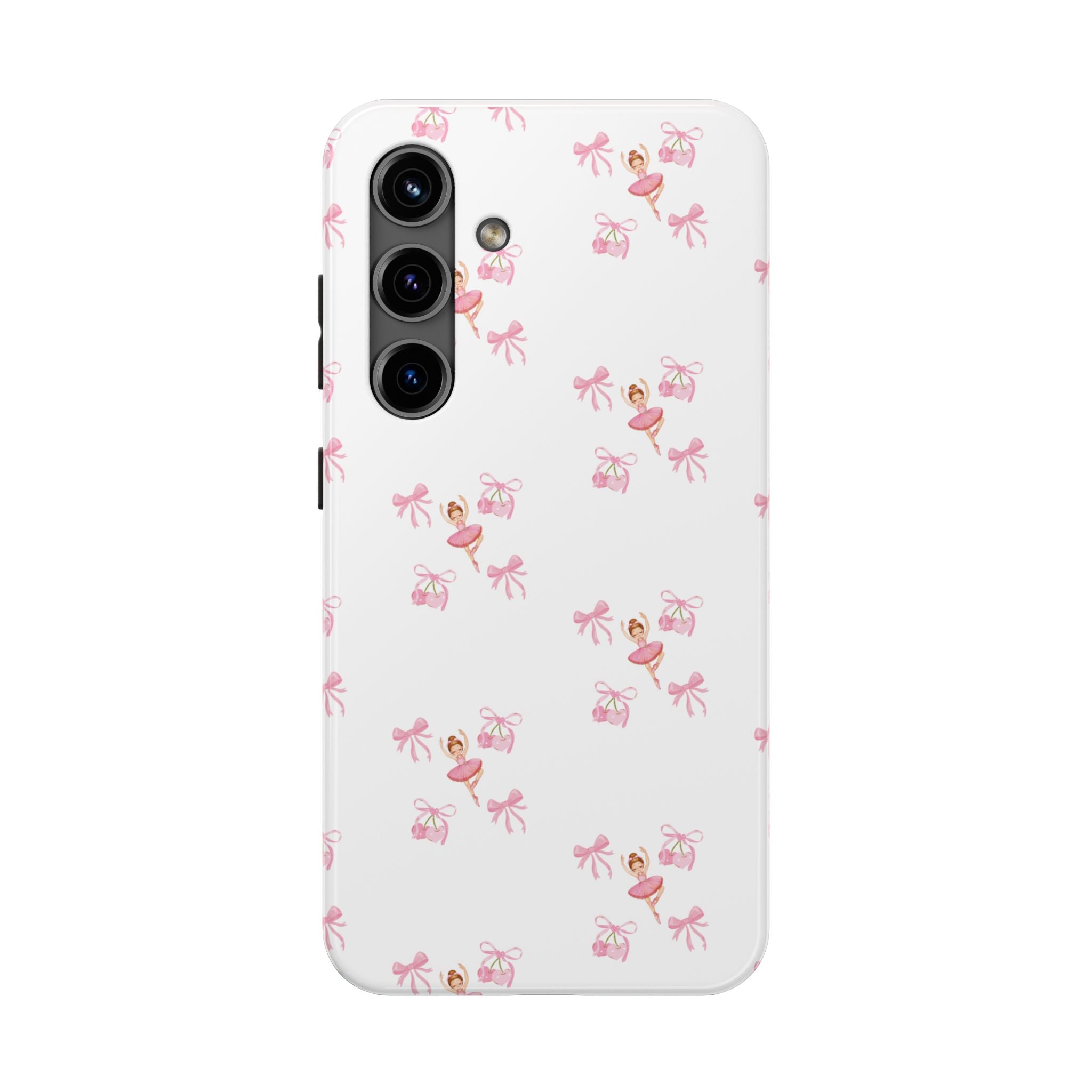 Pink Ballet Pattern Tough Phone Case — Cute Ballerina & Ribbon Design