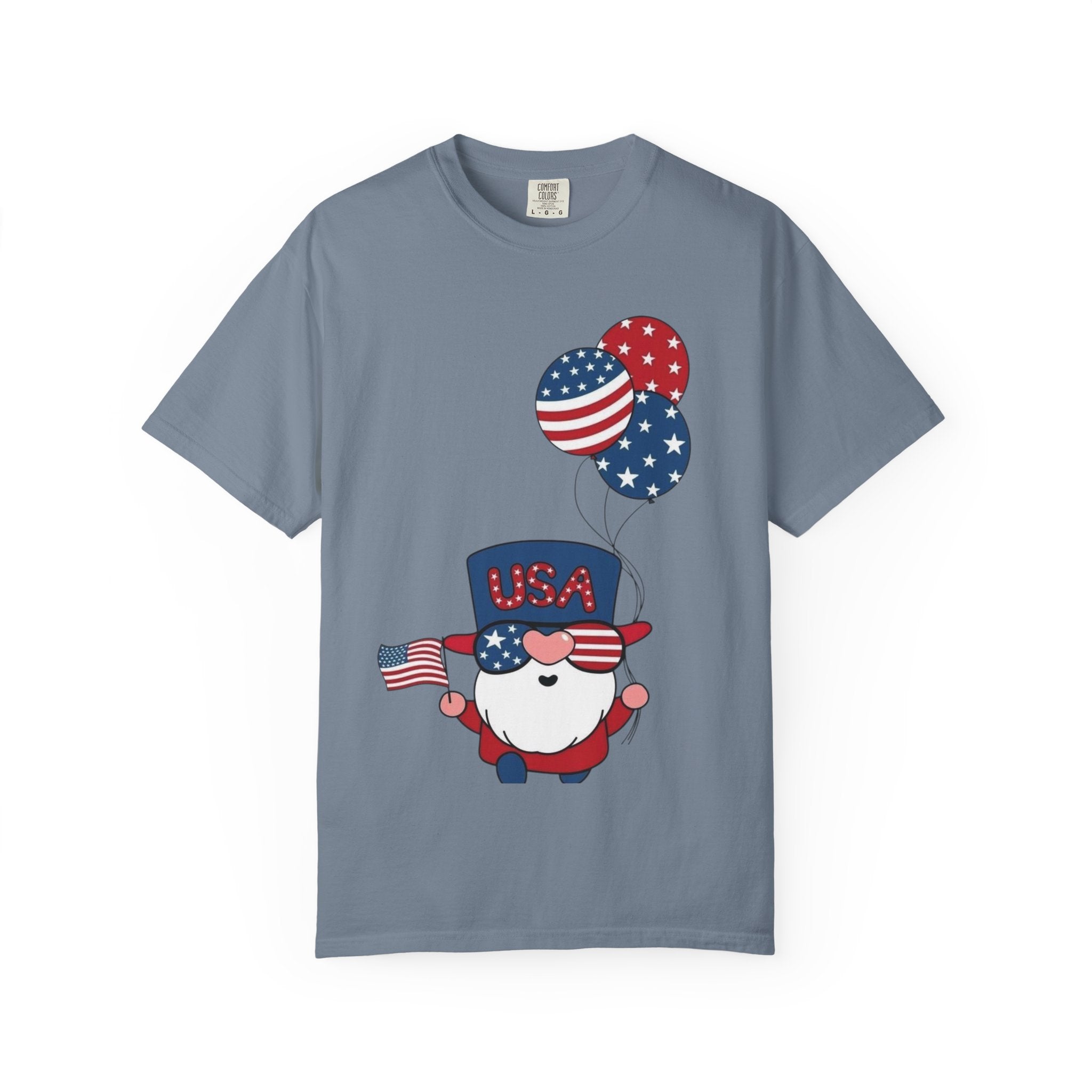 Patriotic Gnome with Balloons T-Shirt | Happy 4th of July USA Design