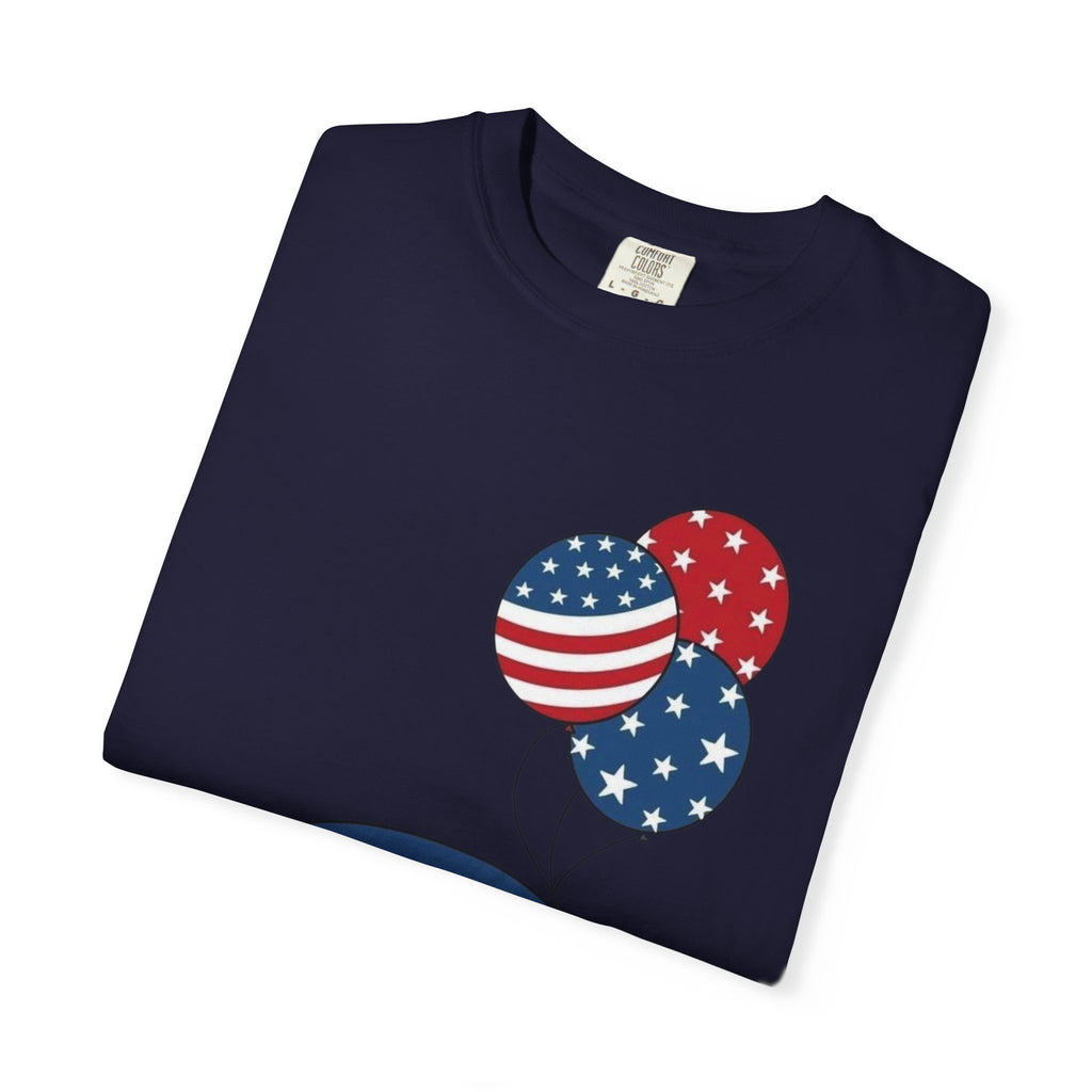 Patriotic Gnome with Balloons T-Shirt | Happy 4th of July USA Design