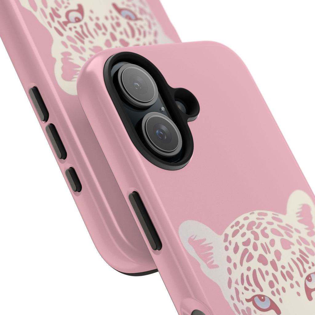 Tough Phone Case — Pink Leopard Face Protective Phone Cover