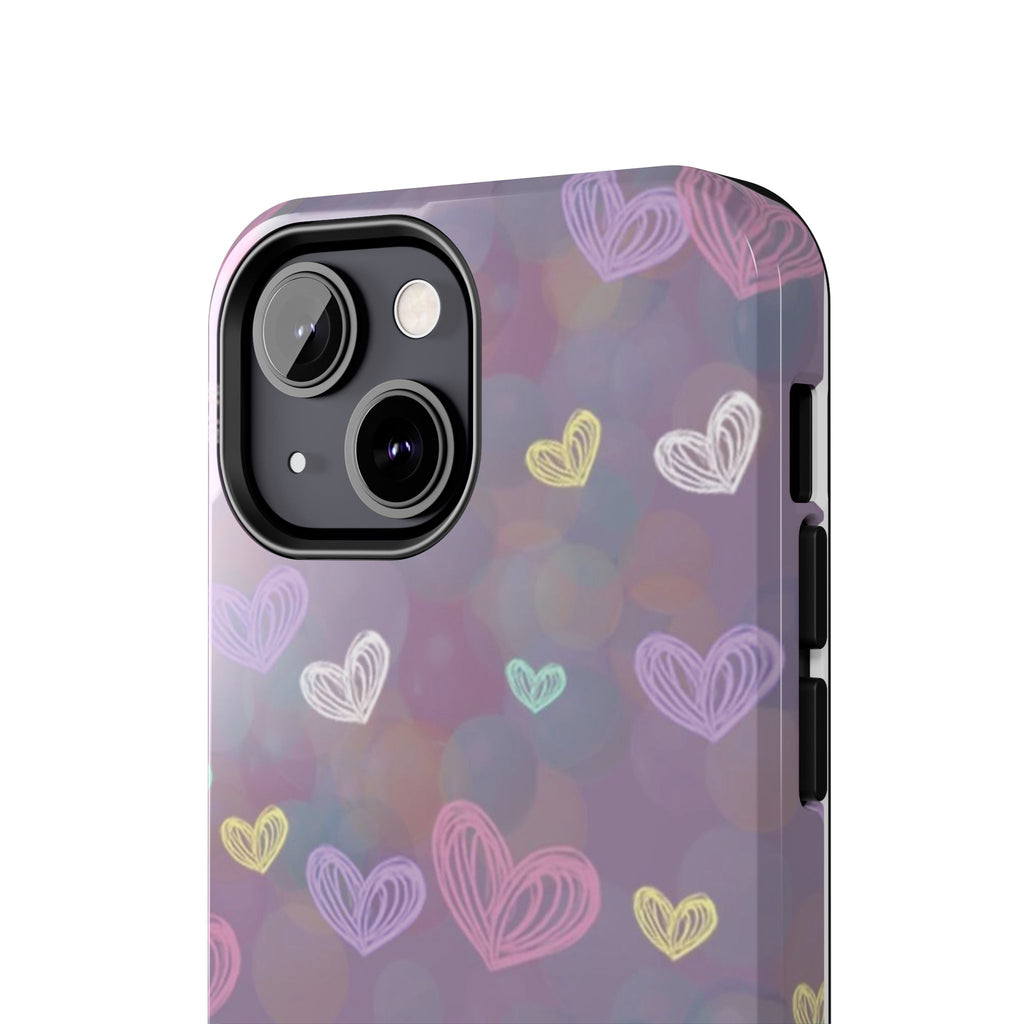 Tough Phone Case — Pastel Heart Pattern Protective Phone Cover