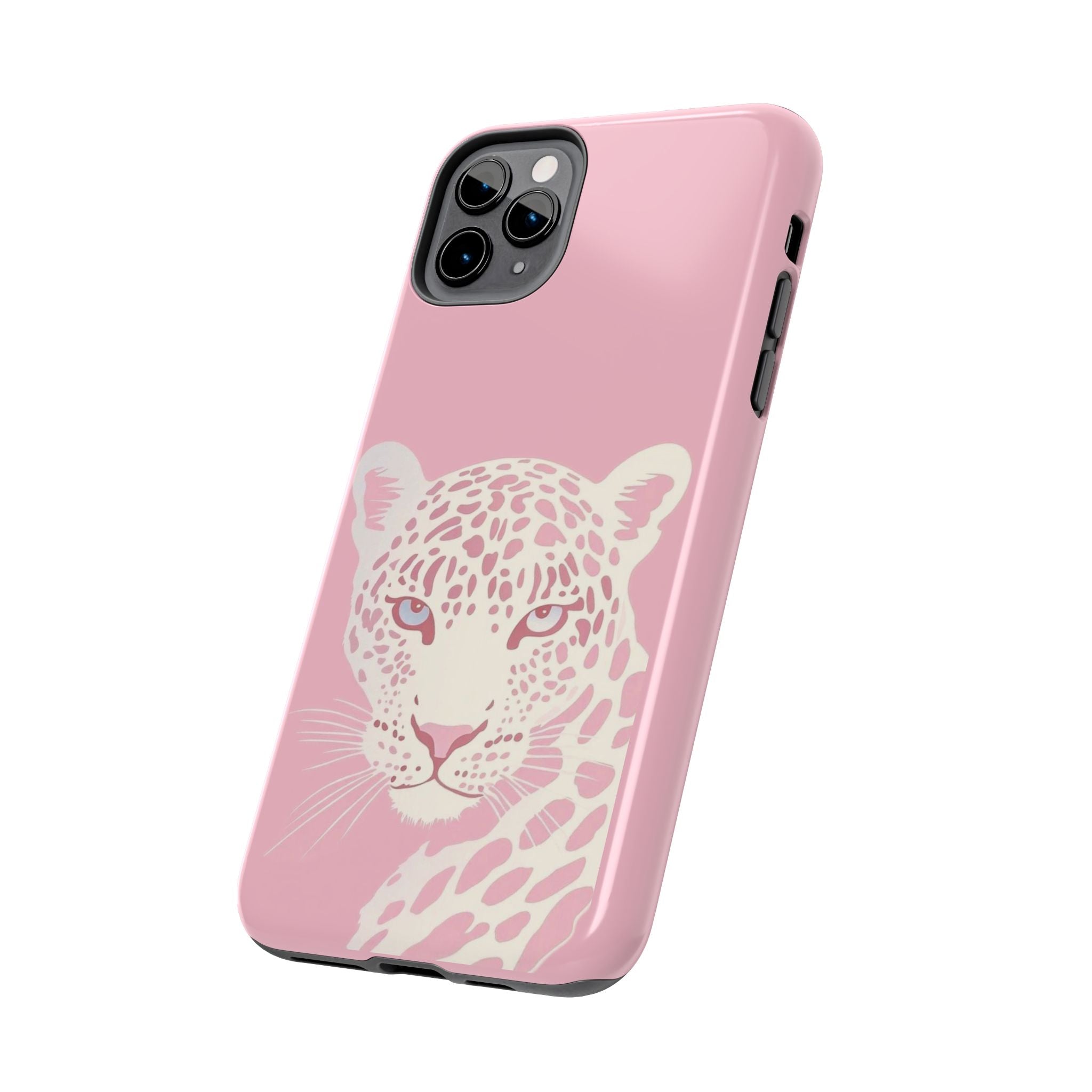 Tough Phone Case — Pink Leopard Face Protective Phone Cover