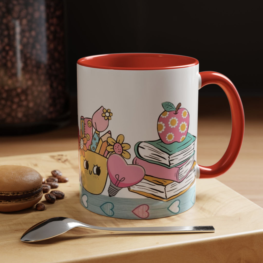 Cute Teacher Desk Accent Coffee Mug — Kawaii School Supplies Design
