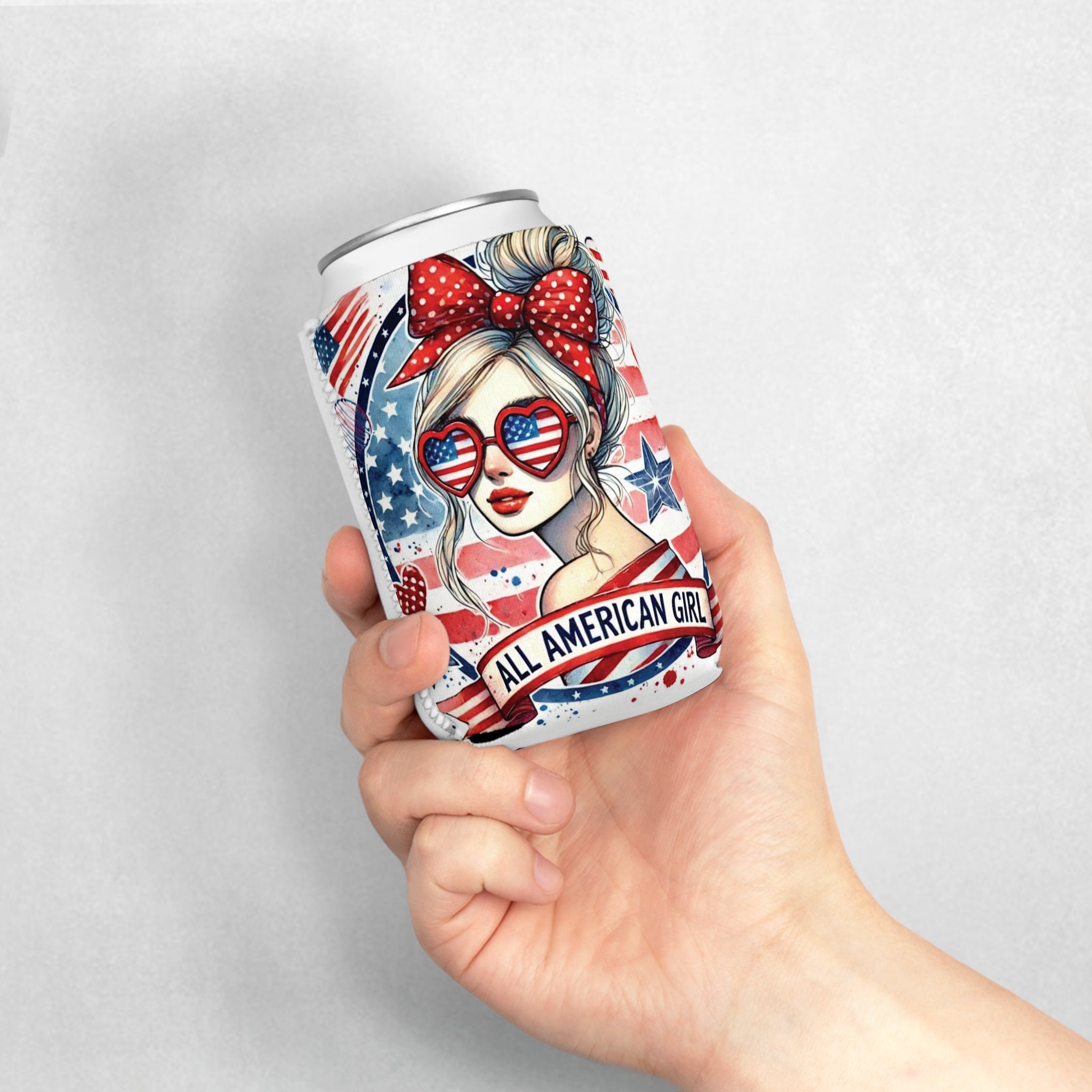 All American Girl Can Cooler, Can Cooler Sleeve | 4th of July Patriotic