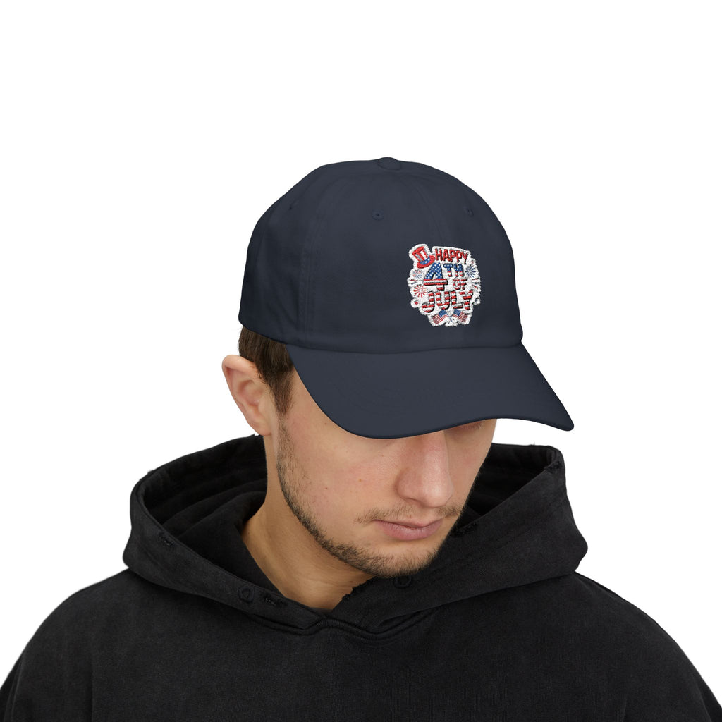 Patriotic 4th of July fireworks Dad Cap | American flag baseball hat
