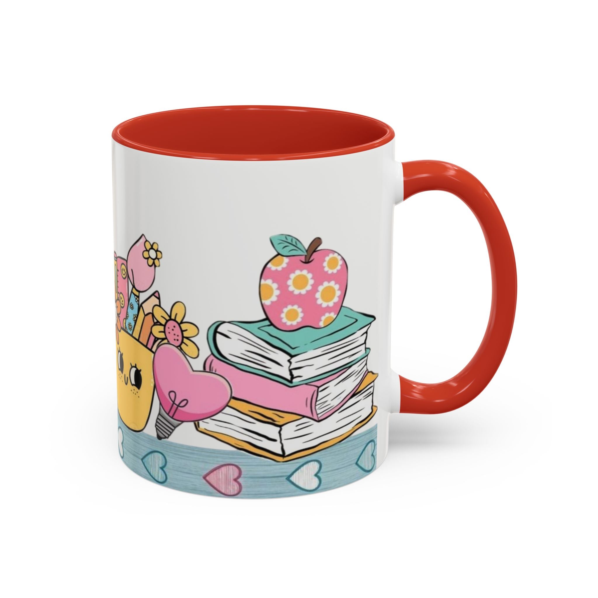 Cute Teacher Desk Accent Coffee Mug — Kawaii School Supplies Design