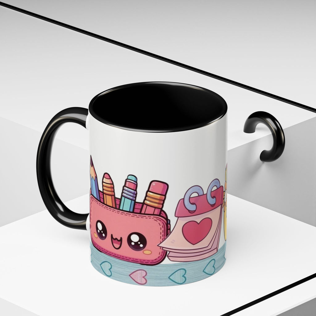 Cute Teacher Desk Accent Coffee Mug — Kawaii School Supplies Design