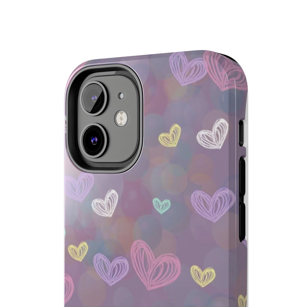 Tough Phone Case — Pastel Heart Pattern Protective Phone Cover