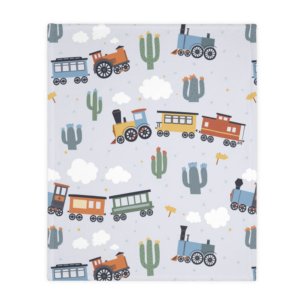 Kids Train Print Velveteen Microfiber Blanket