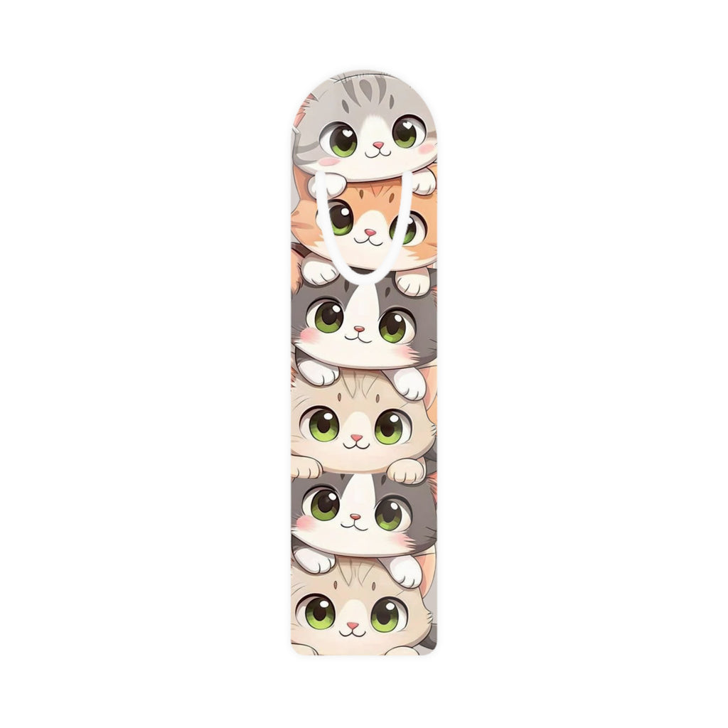 Cute Stacked Kittens Bookmark — Cute Cat Metal Bookmark with Tassel