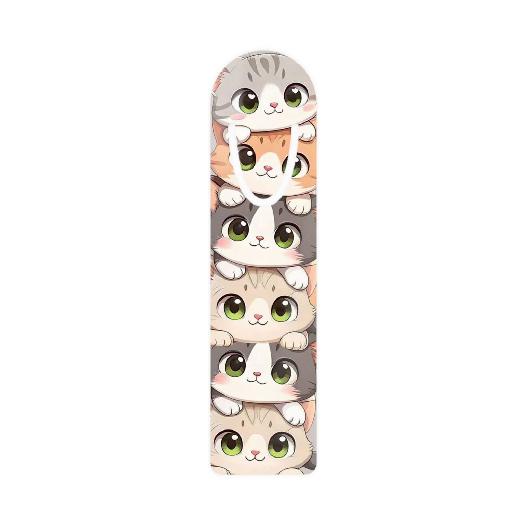 Cute Stacked Kittens Bookmark — Cute Cat Metal Bookmark with Tassel