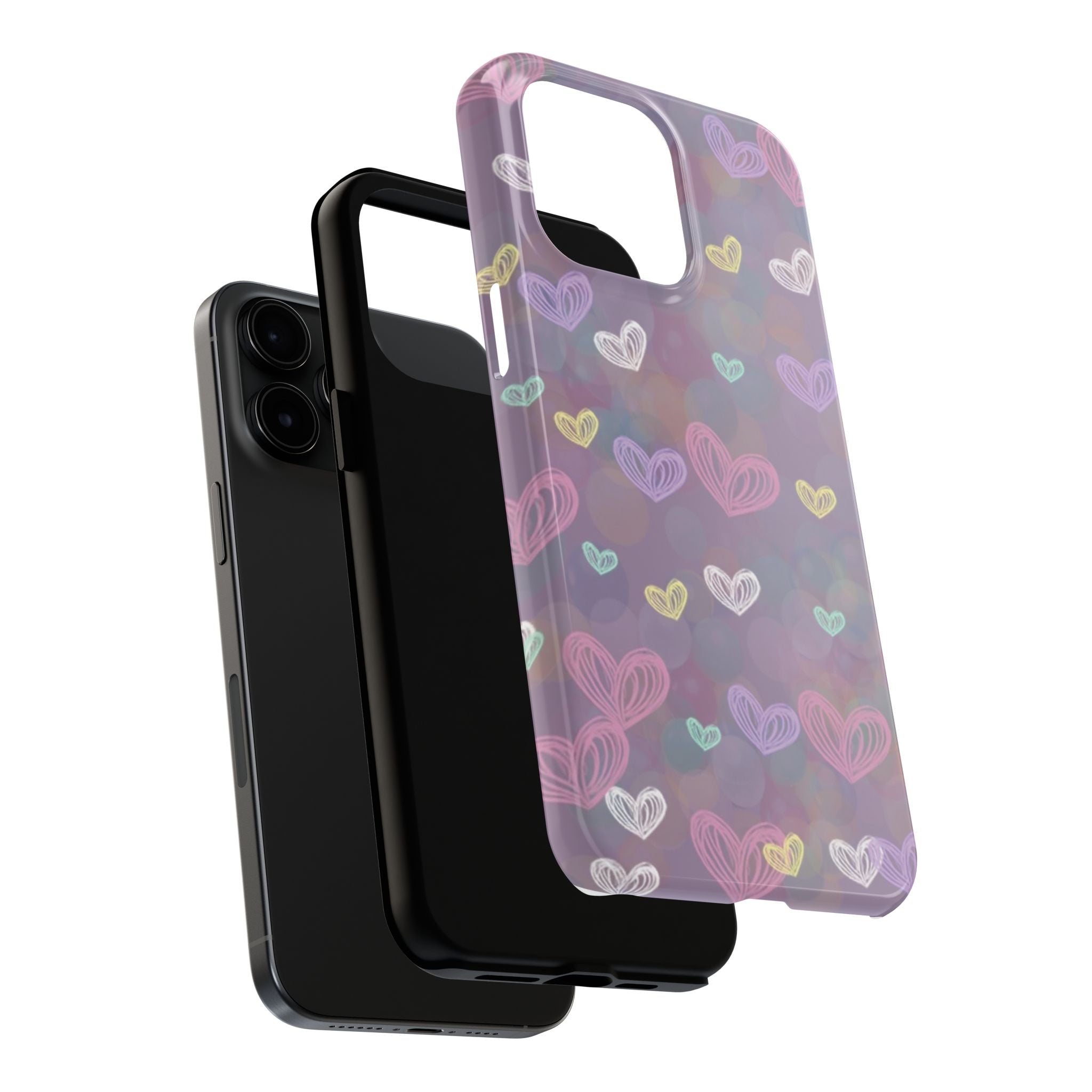 Tough Phone Case — Pastel Heart Pattern Protective Phone Cover