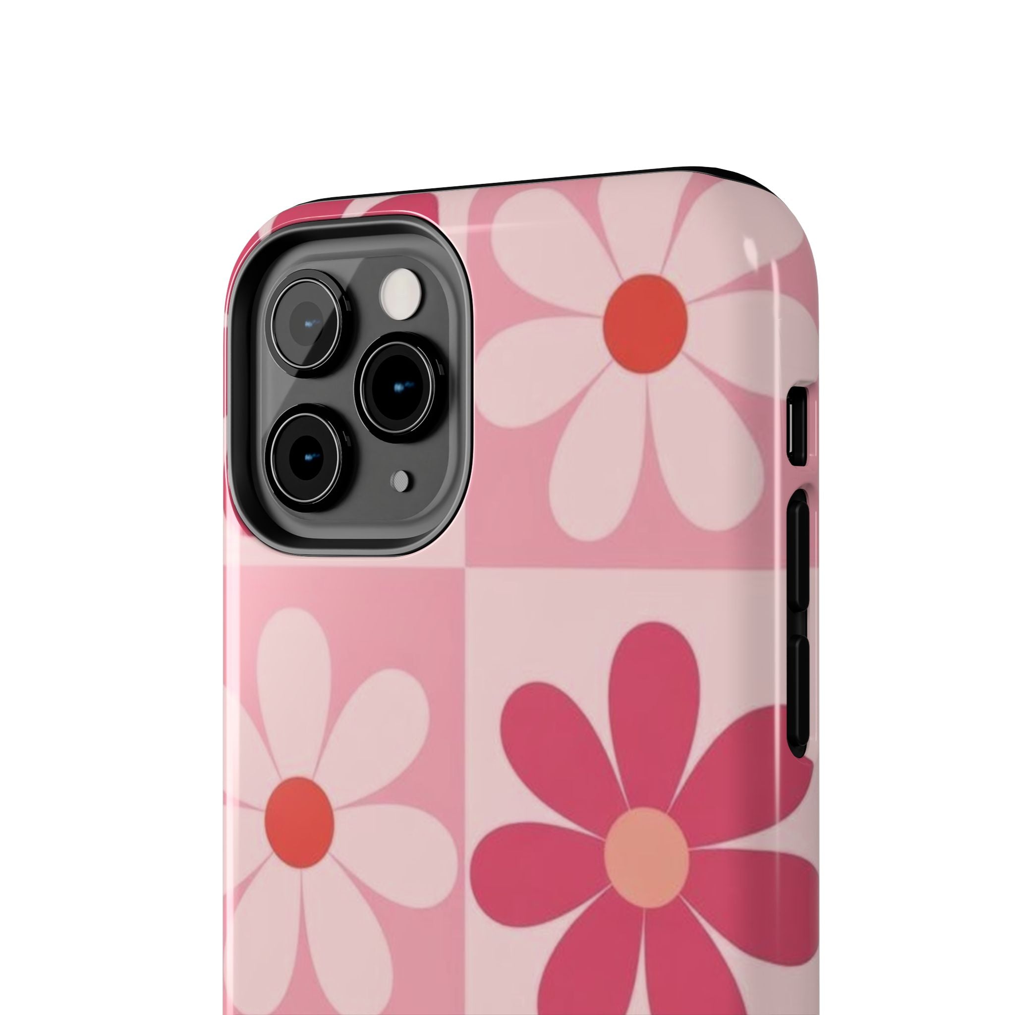 Pink Retro Daisy Phone Case — Tough Shockproof Floral iPhone Cover