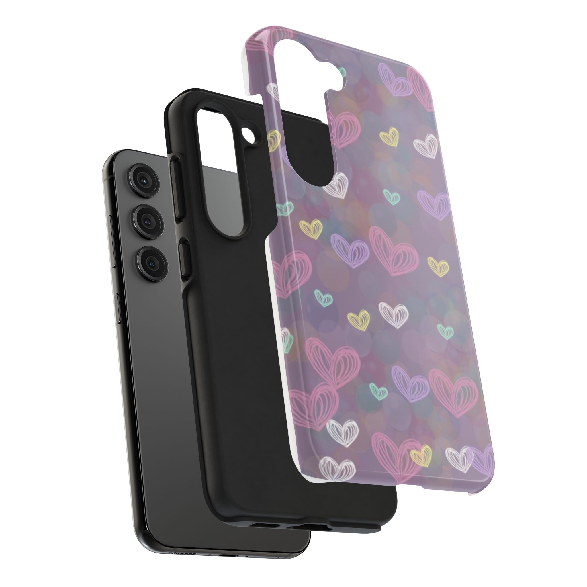 Tough Phone Case — Pastel Heart Pattern Protective Phone Cover