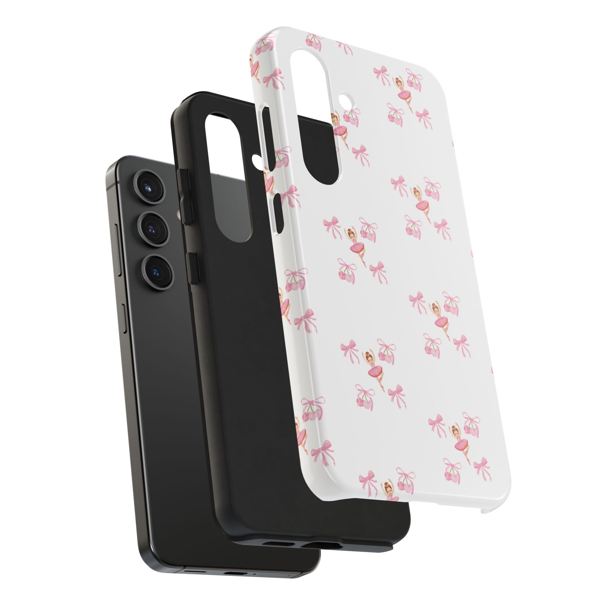 Pink Ballet Pattern Tough Phone Case — Cute Ballerina & Ribbon Design