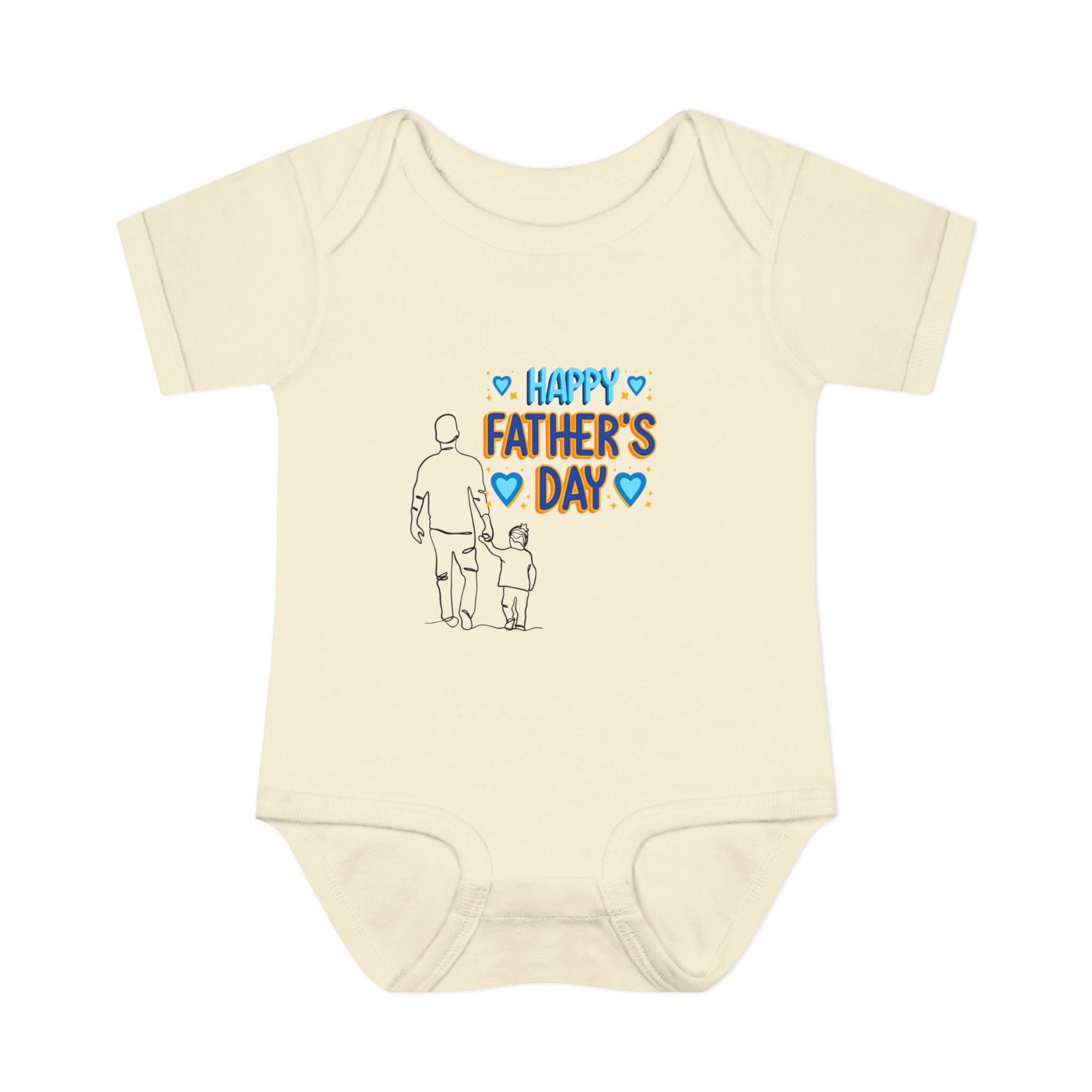 Happy Father s Day baby bodysuit Daddy and child illustration