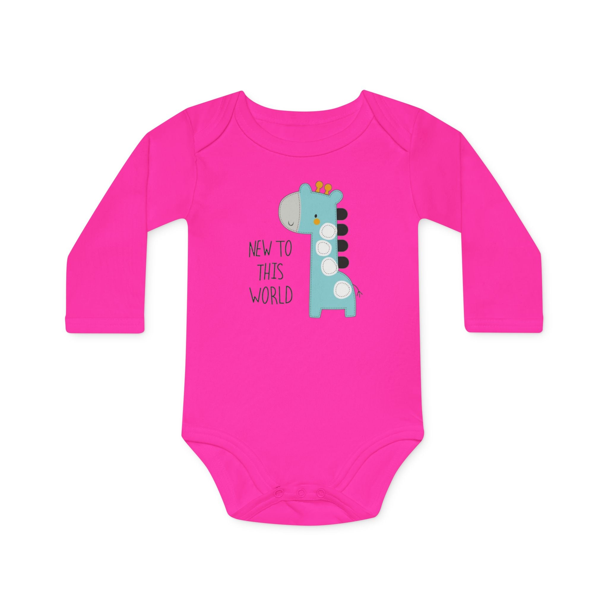 New to This World Baby Bodysuit — Organic Long-Sleeve Giraffe Baby Onesie