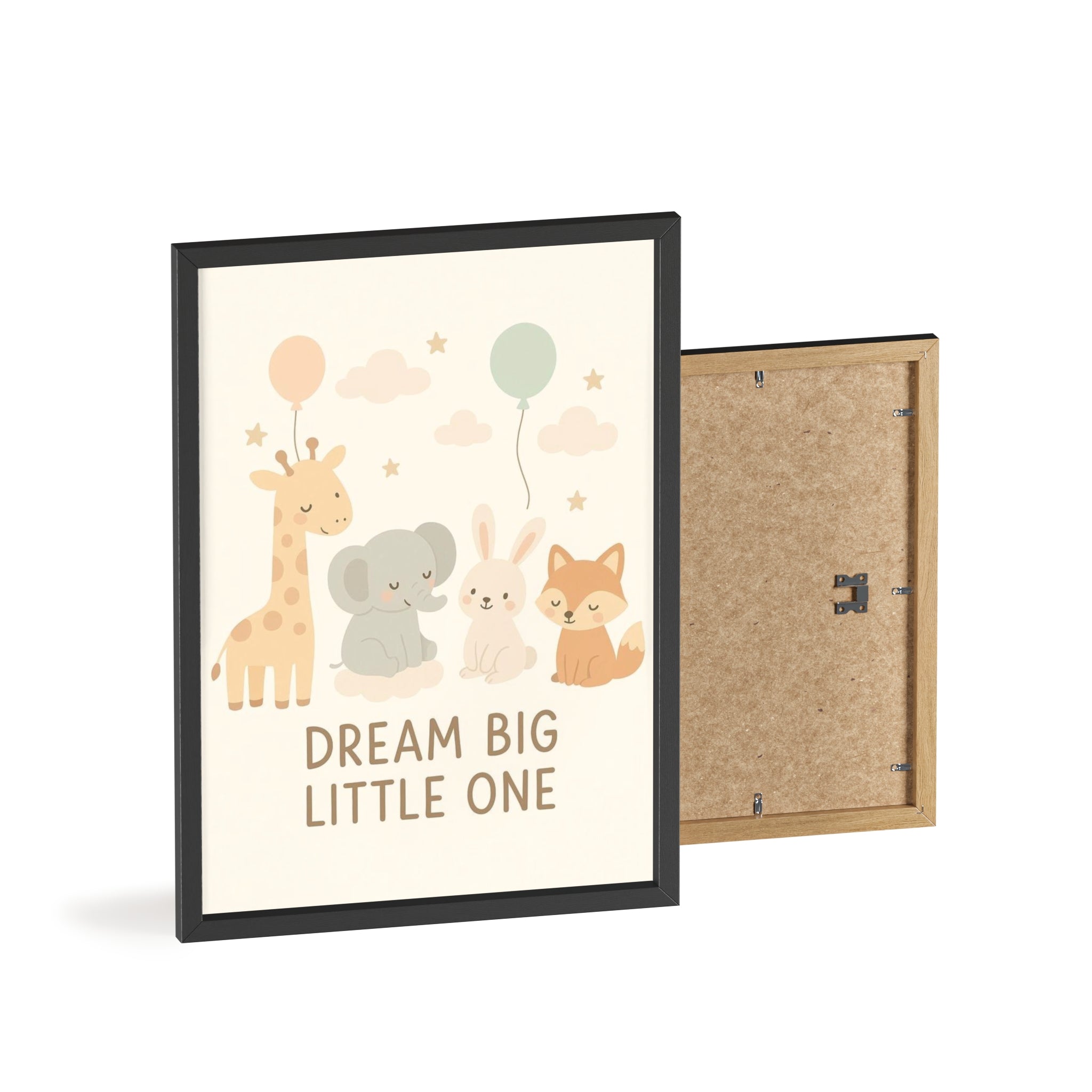 Dream Big Little One Nursery Poster — Woodland Animals Framed Wall Art
