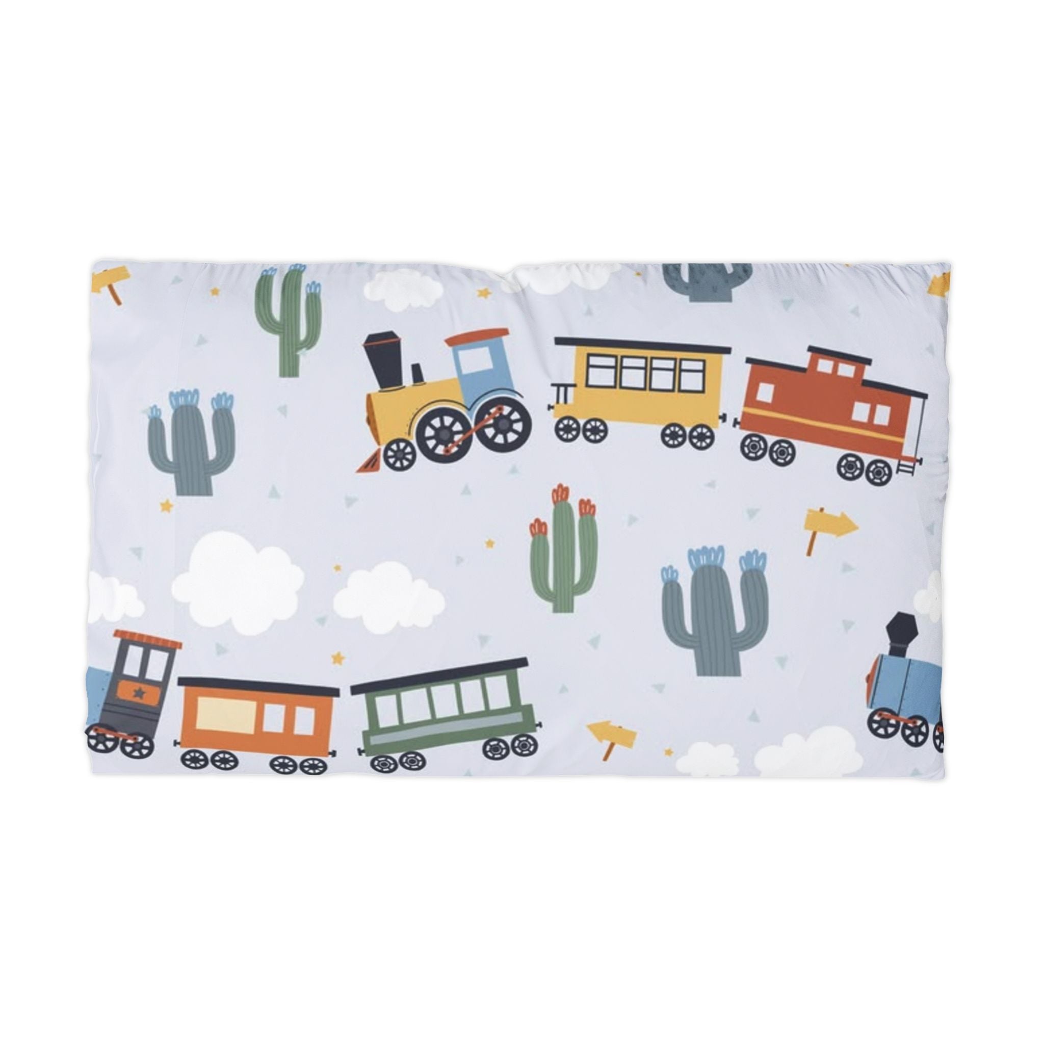 Kids Train Microfiber Pillowcase – Colorful Engine & Caboose Sleep Pillowcase for Toddlers