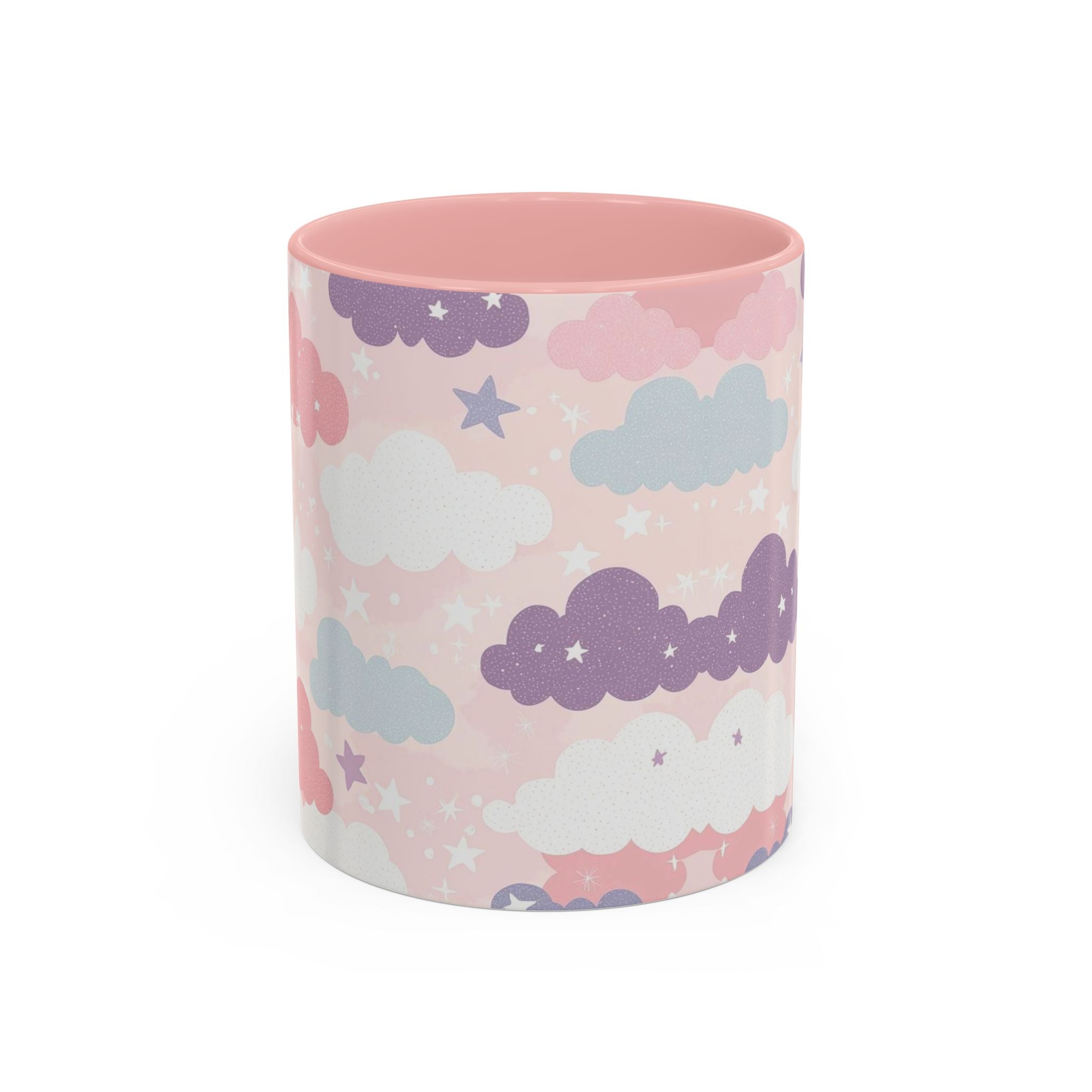 Pastel Cloud Pattern Coffee Mug | Cute Stars and Clouds Design