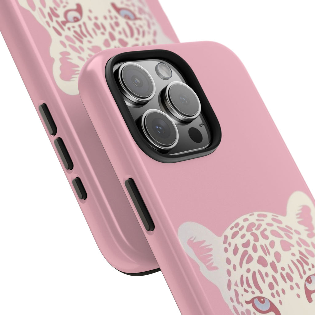 Tough Phone Case — Pink Leopard Face Protective Phone Cover