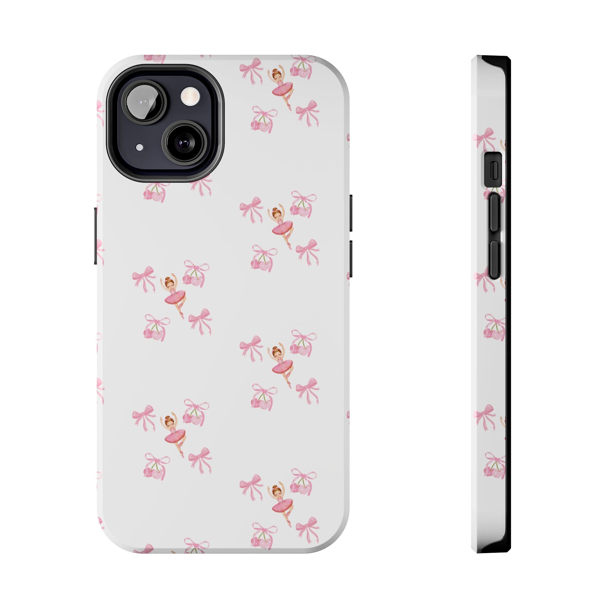 Pink Ballet Pattern Tough Phone Case — Cute Ballerina & Ribbon Design