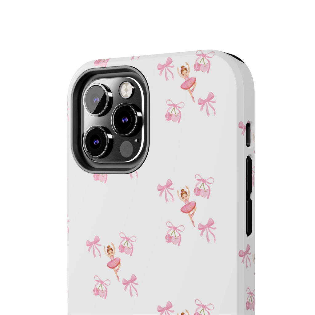 Pink Ballet Pattern Tough Phone Case — Cute Ballerina & Ribbon Design