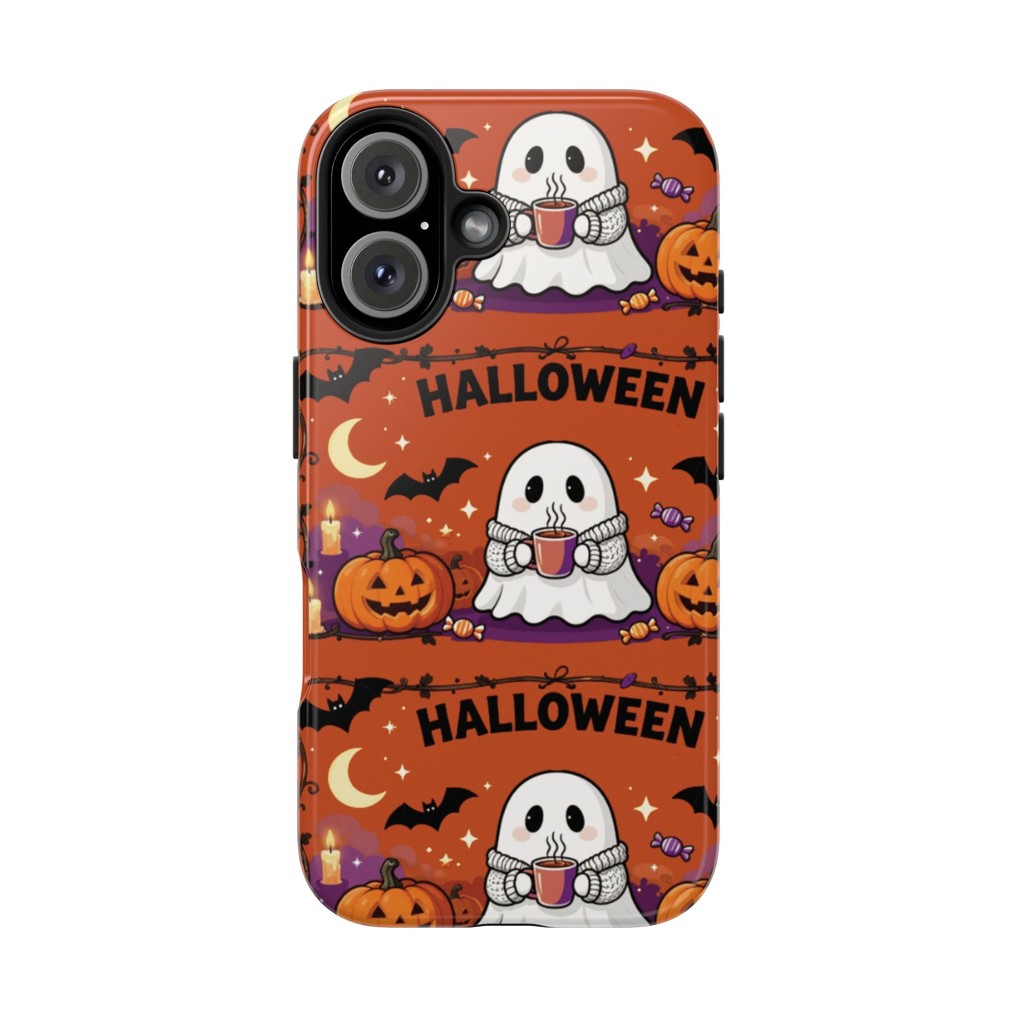 Halloween Ghost Pattern Tough Phone Case — Cute Pumpkin & Candy Halloween Phone Cover