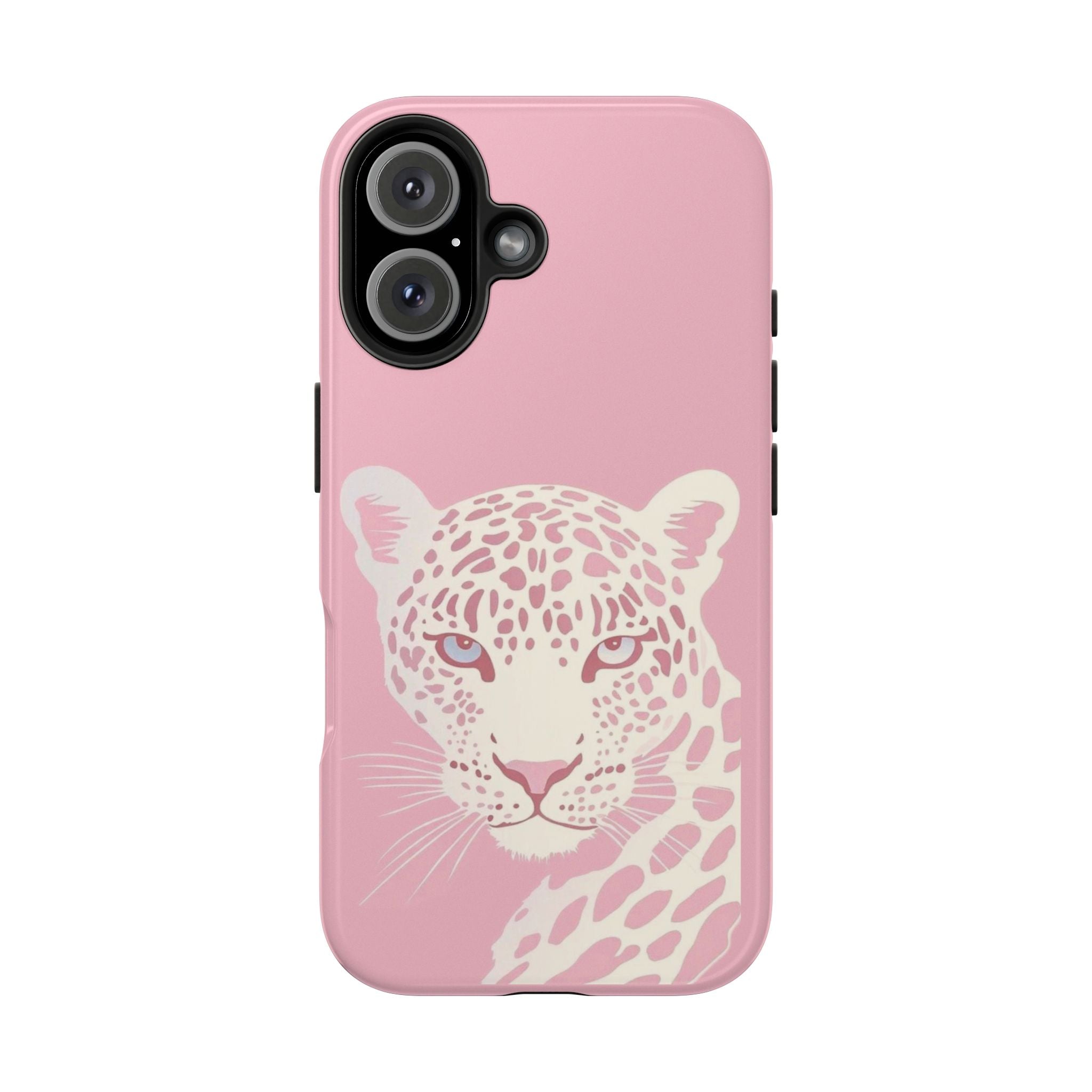 Tough Phone Case — Pink Leopard Face Protective Phone Cover
