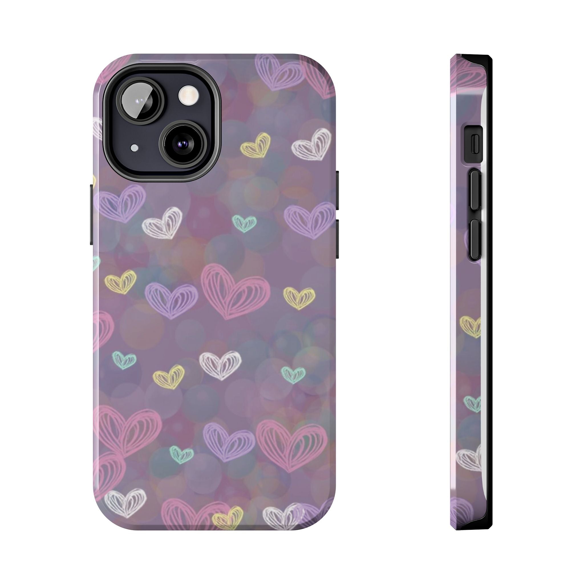 Tough Phone Case — Pastel Heart Pattern Protective Phone Cover