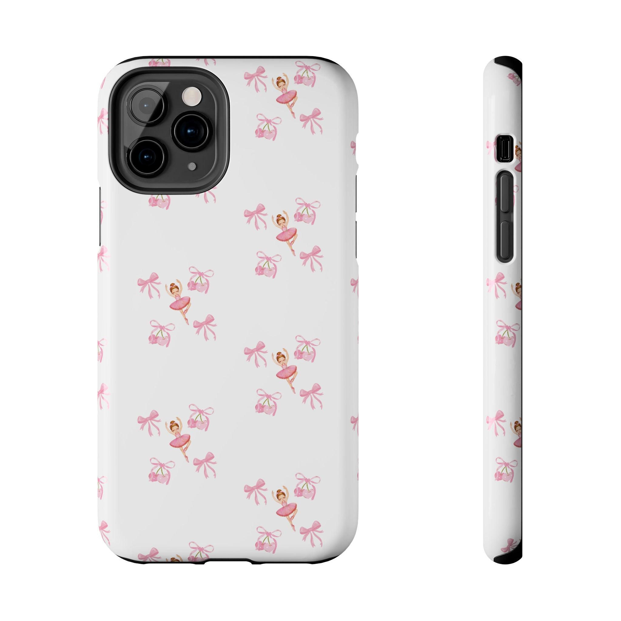 Pink Ballet Pattern Tough Phone Case — Cute Ballerina & Ribbon Design