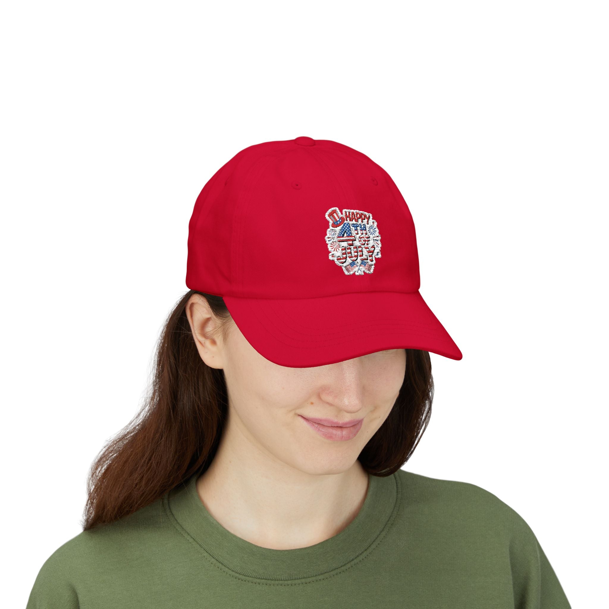 Patriotic 4th of July fireworks Dad Cap | American flag baseball hat