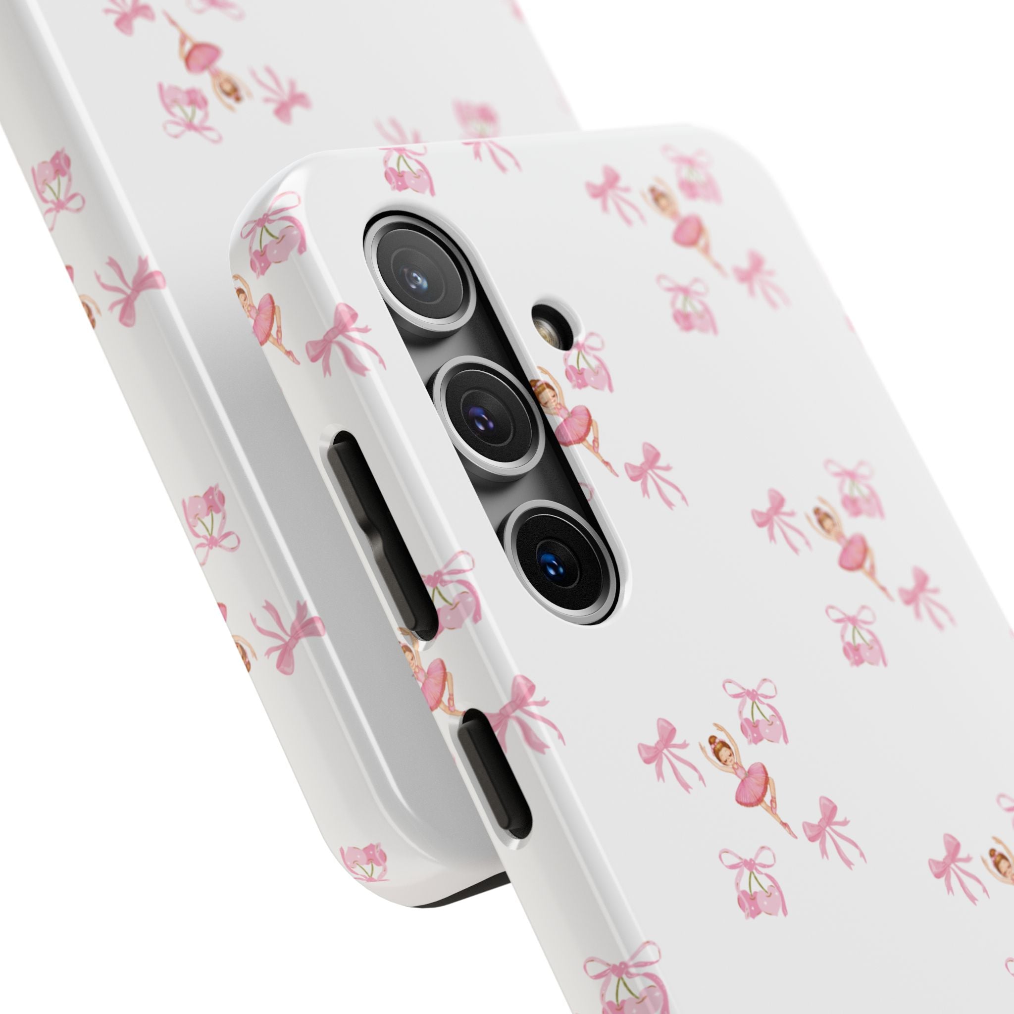 Pink Ballet Pattern Tough Phone Case — Cute Ballerina & Ribbon Design