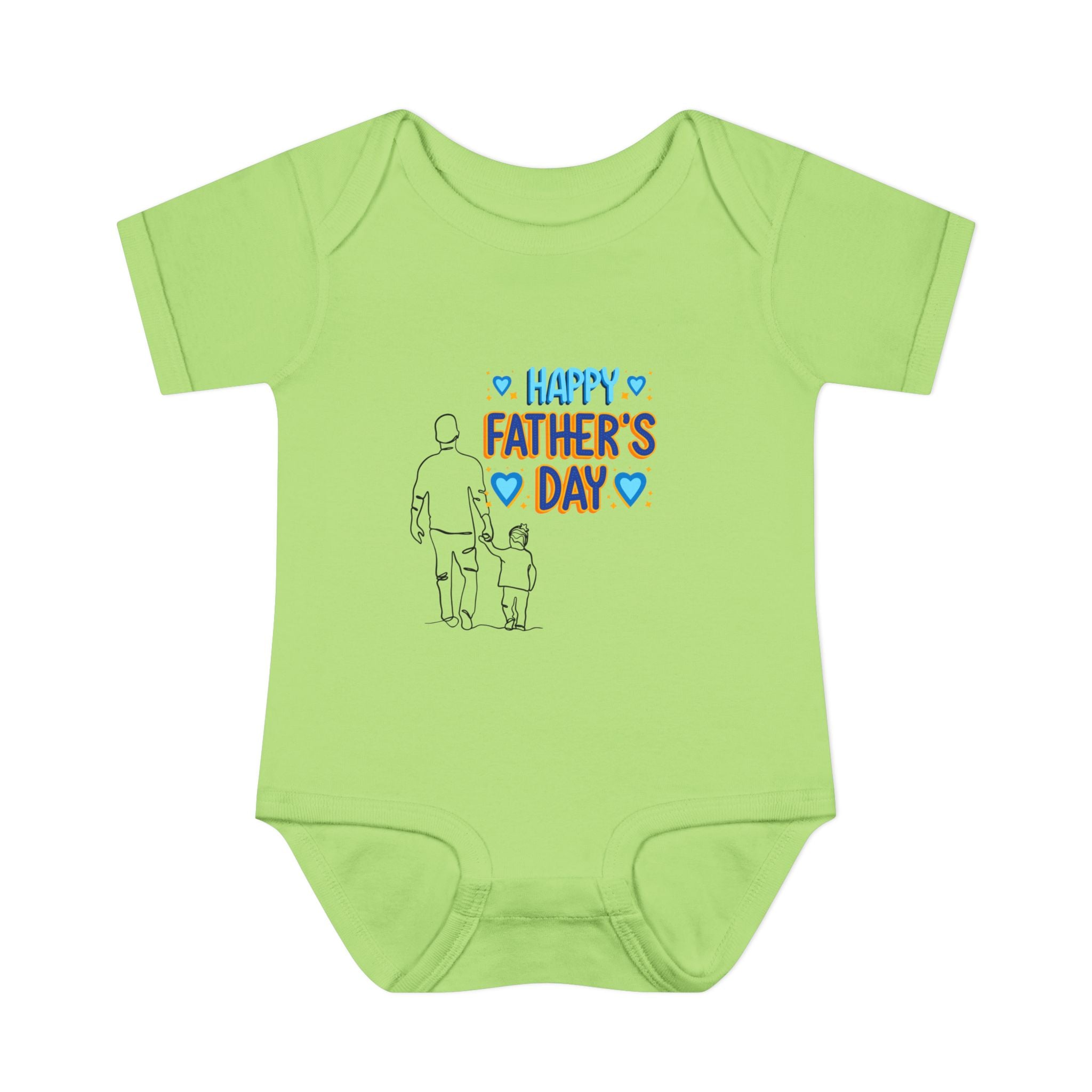 Happy Father s Day baby bodysuit Daddy and child illustration