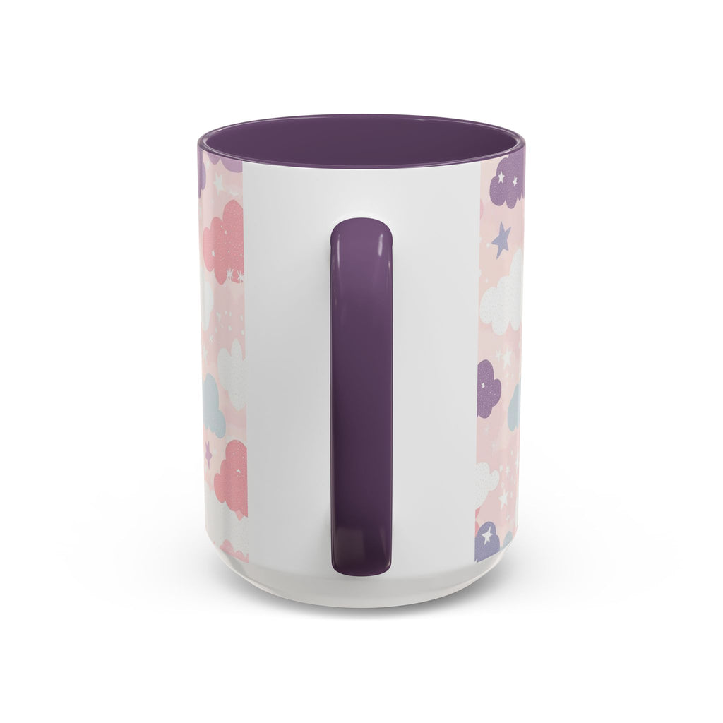 Pastel Cloud Pattern Coffee Mug | Cute Stars and Clouds Design