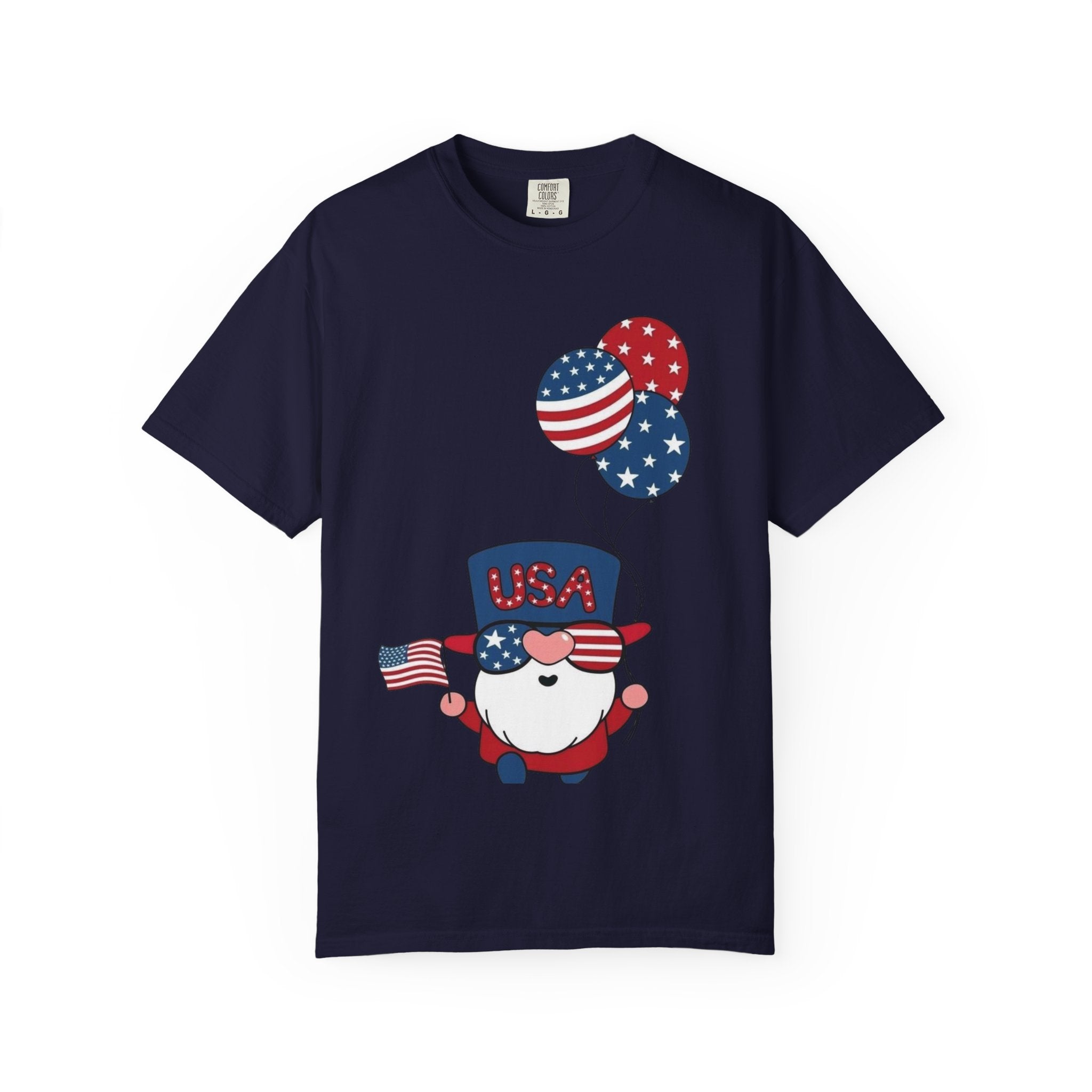 Patriotic Gnome with Balloons T-Shirt | Happy 4th of July USA Design