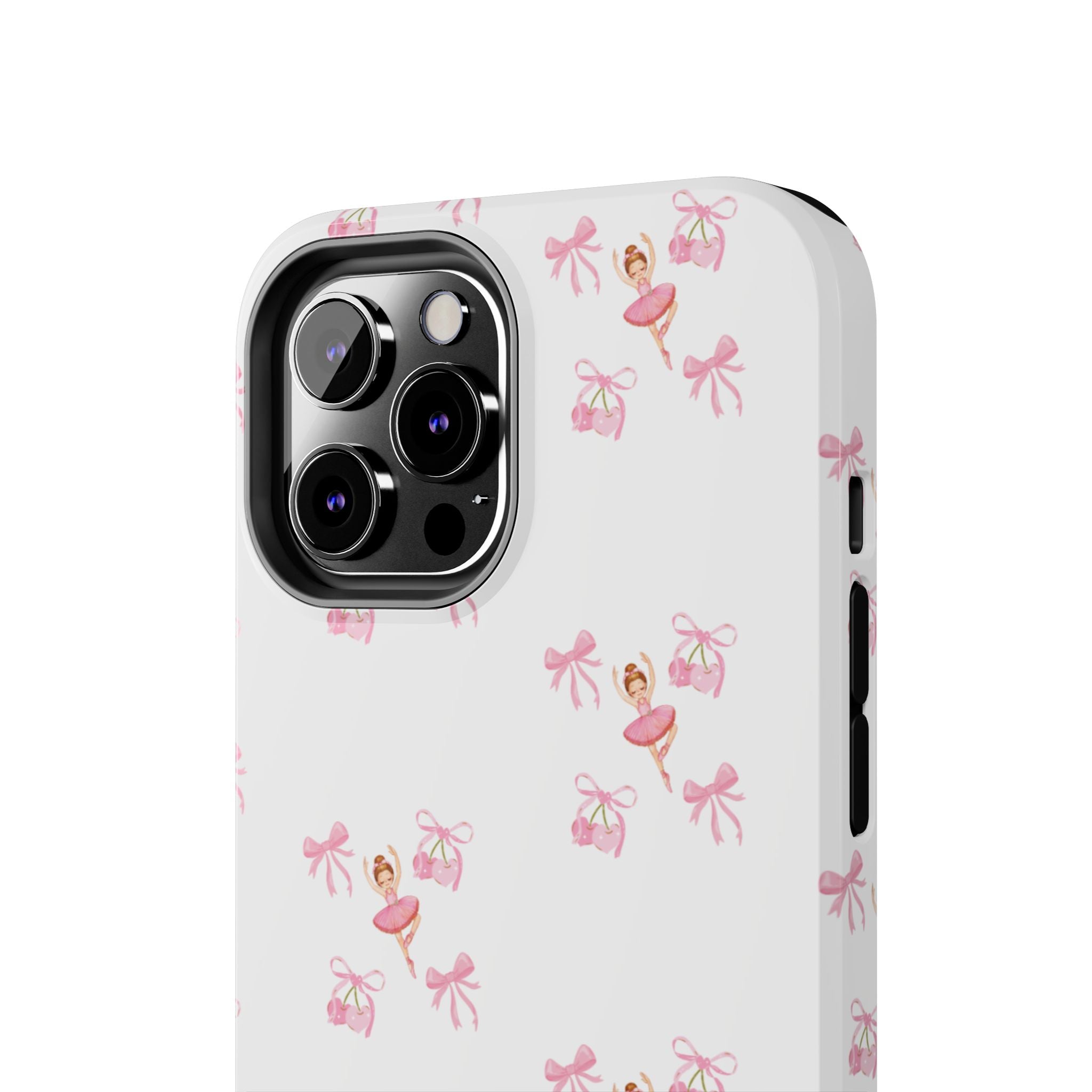 Pink Ballet Pattern Tough Phone Case — Cute Ballerina & Ribbon Design