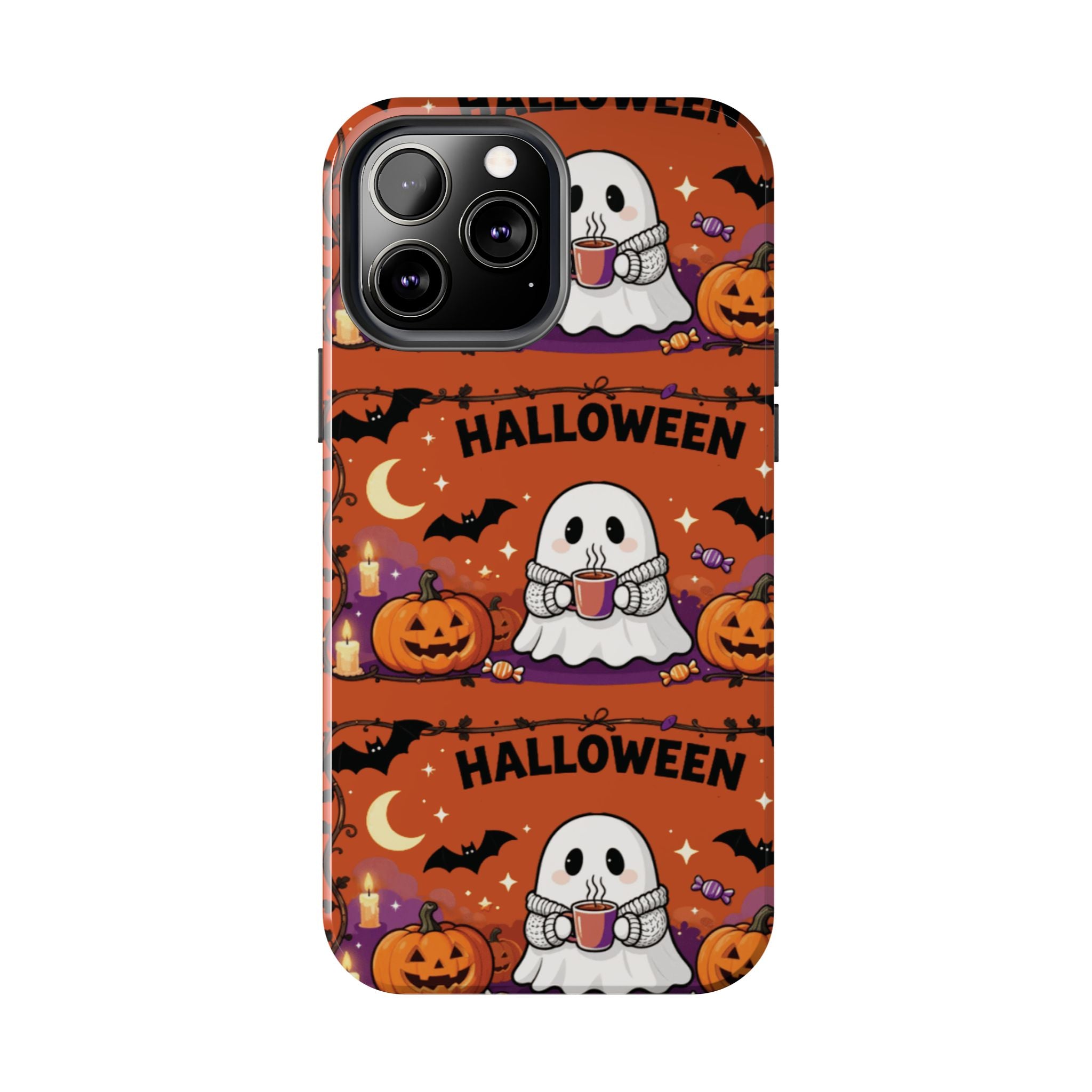 Halloween Ghost Pattern Tough Phone Case — Cute Pumpkin & Candy Halloween Phone Cover