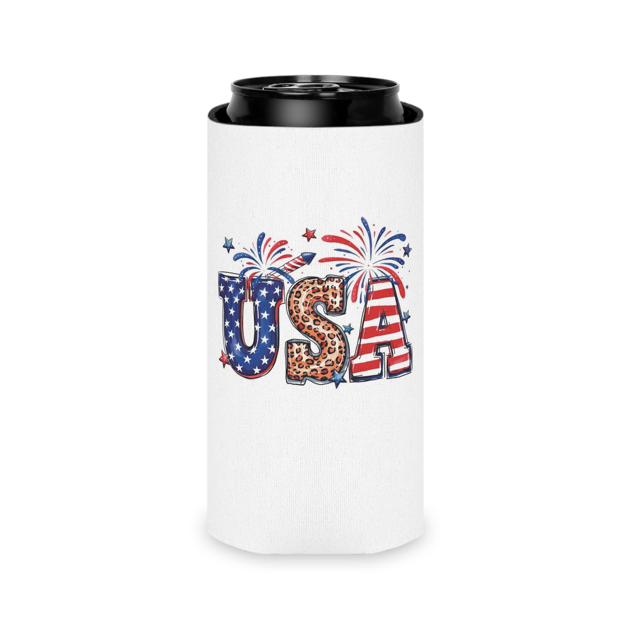 All American Girl Can Cooler | USA Fireworks Slim Koozie