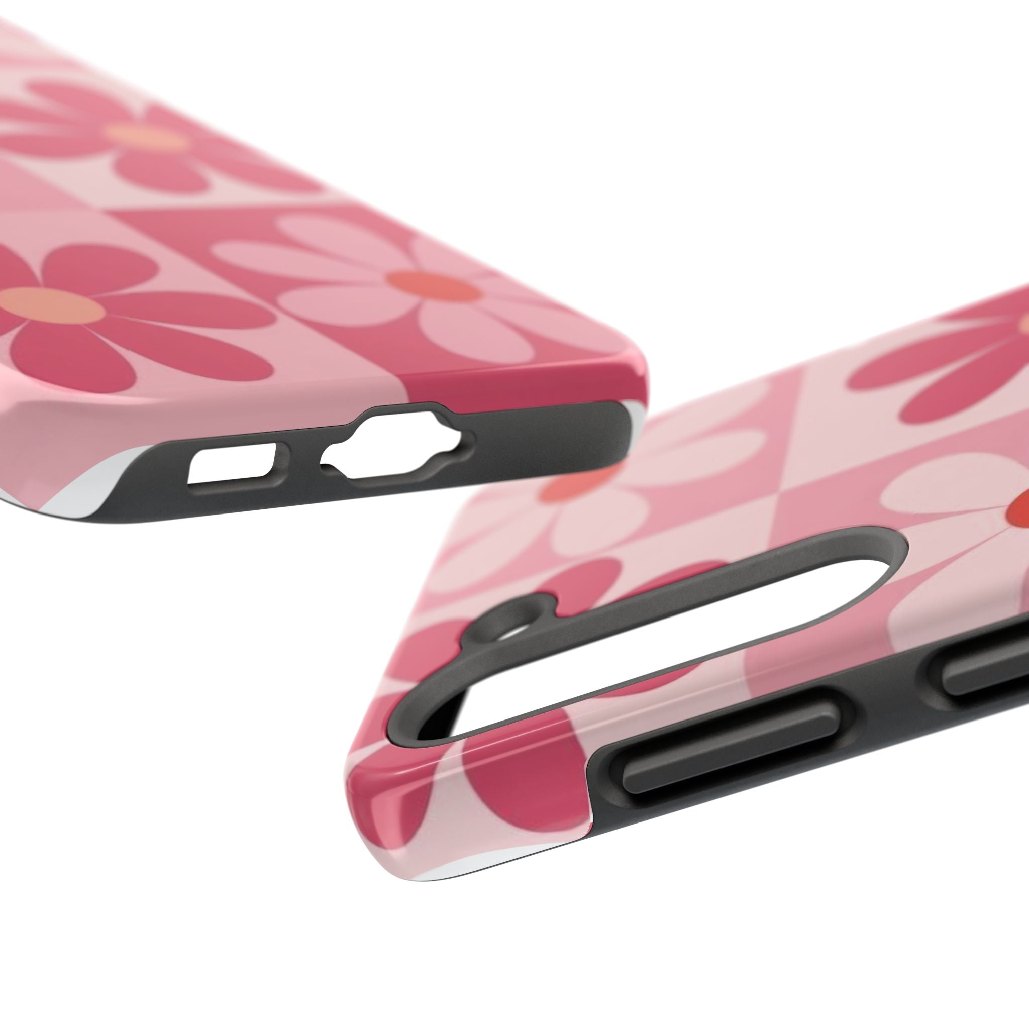 Pink Retro Daisy Phone Case — Tough Shockproof Floral iPhone Cover