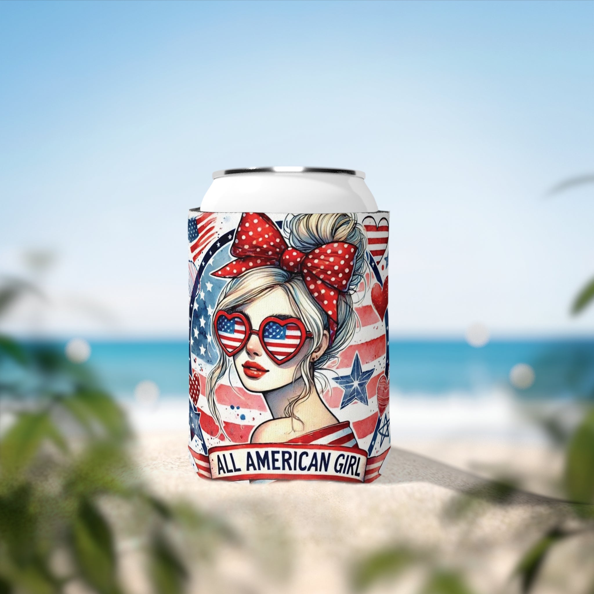 All American Girl Can Cooler, Can Cooler Sleeve | 4th of July Patriotic