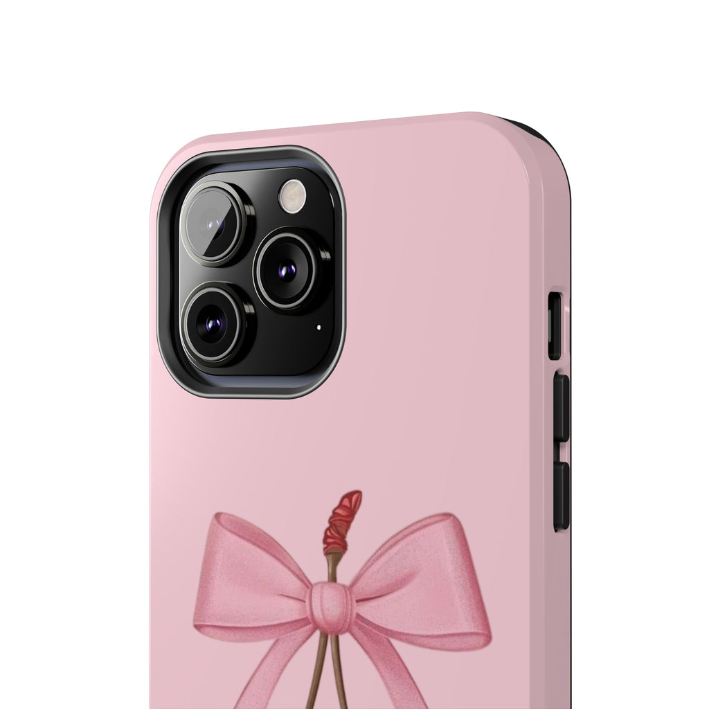 Pink Cherry Tough Phone Case — Cute Bow Cherry Protective Phone Cover