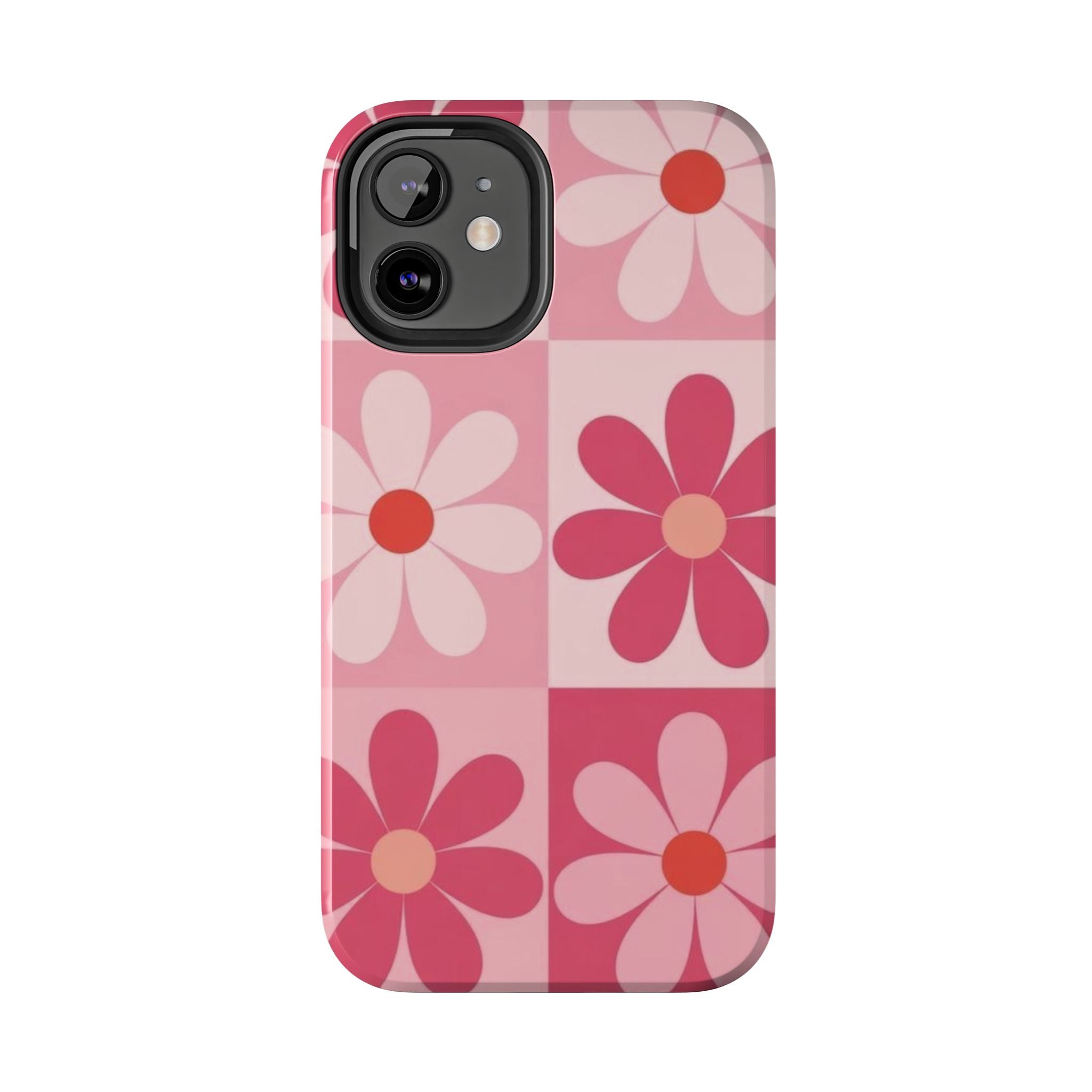 Pink Retro Daisy Phone Case — Tough Shockproof Floral iPhone Cover