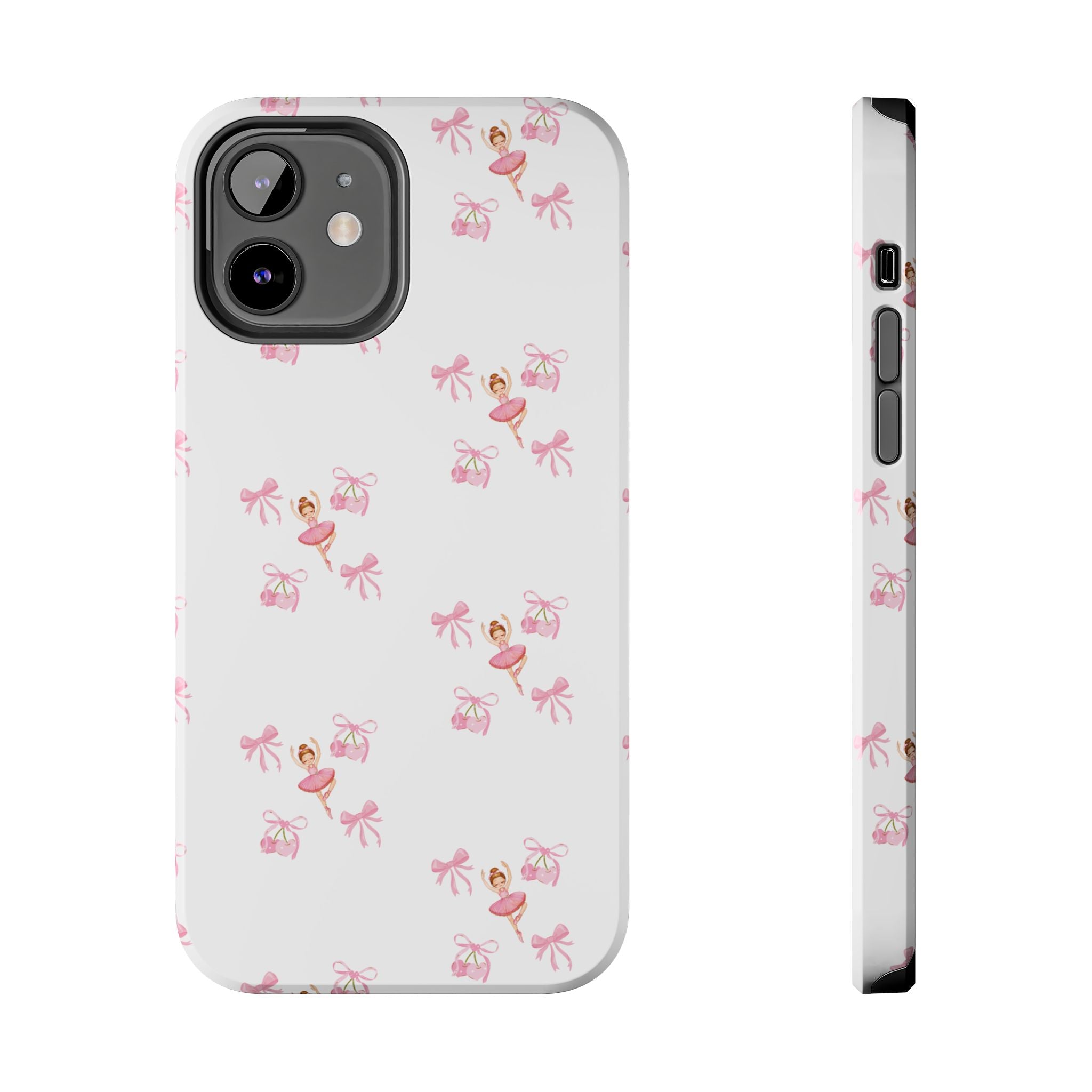 Pink Ballet Pattern Tough Phone Case — Cute Ballerina & Ribbon Design