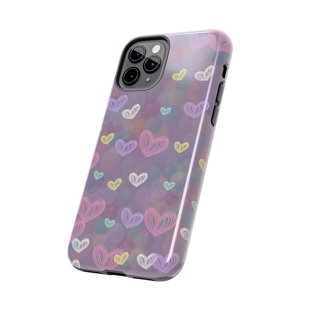 Tough Phone Case — Pastel Heart Pattern Protective Phone Cover