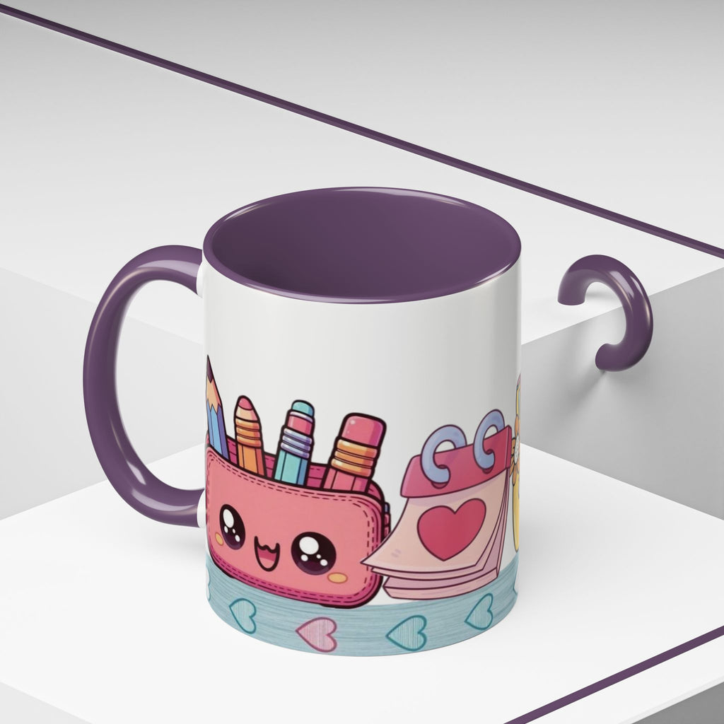 Cute Teacher Desk Accent Coffee Mug — Kawaii School Supplies Design